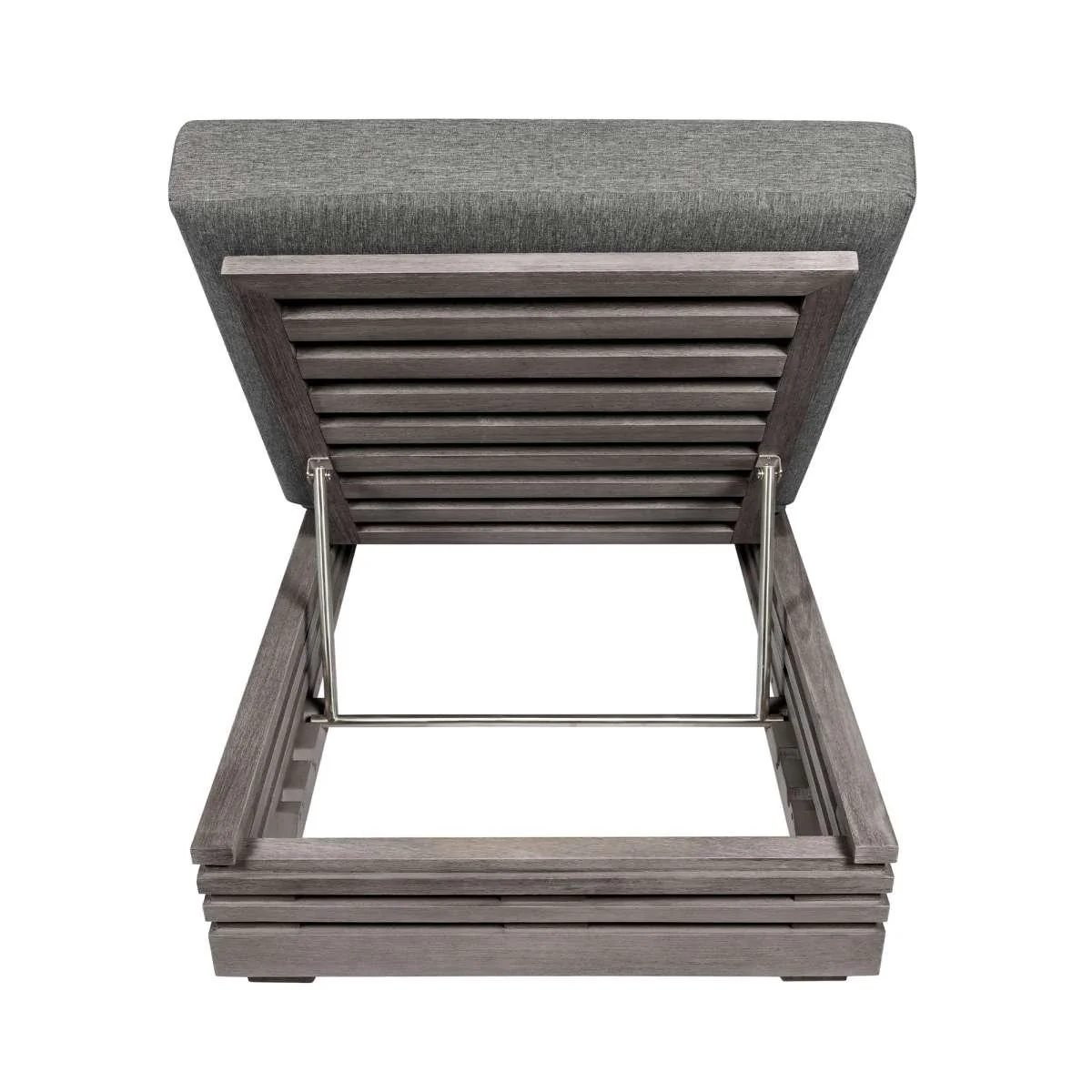 Vivid Outdoor Patio Chaise Lounge Chair in Gray Eucalyptus Wood with Gray Olefin Cushions By Armen Living - Image 9