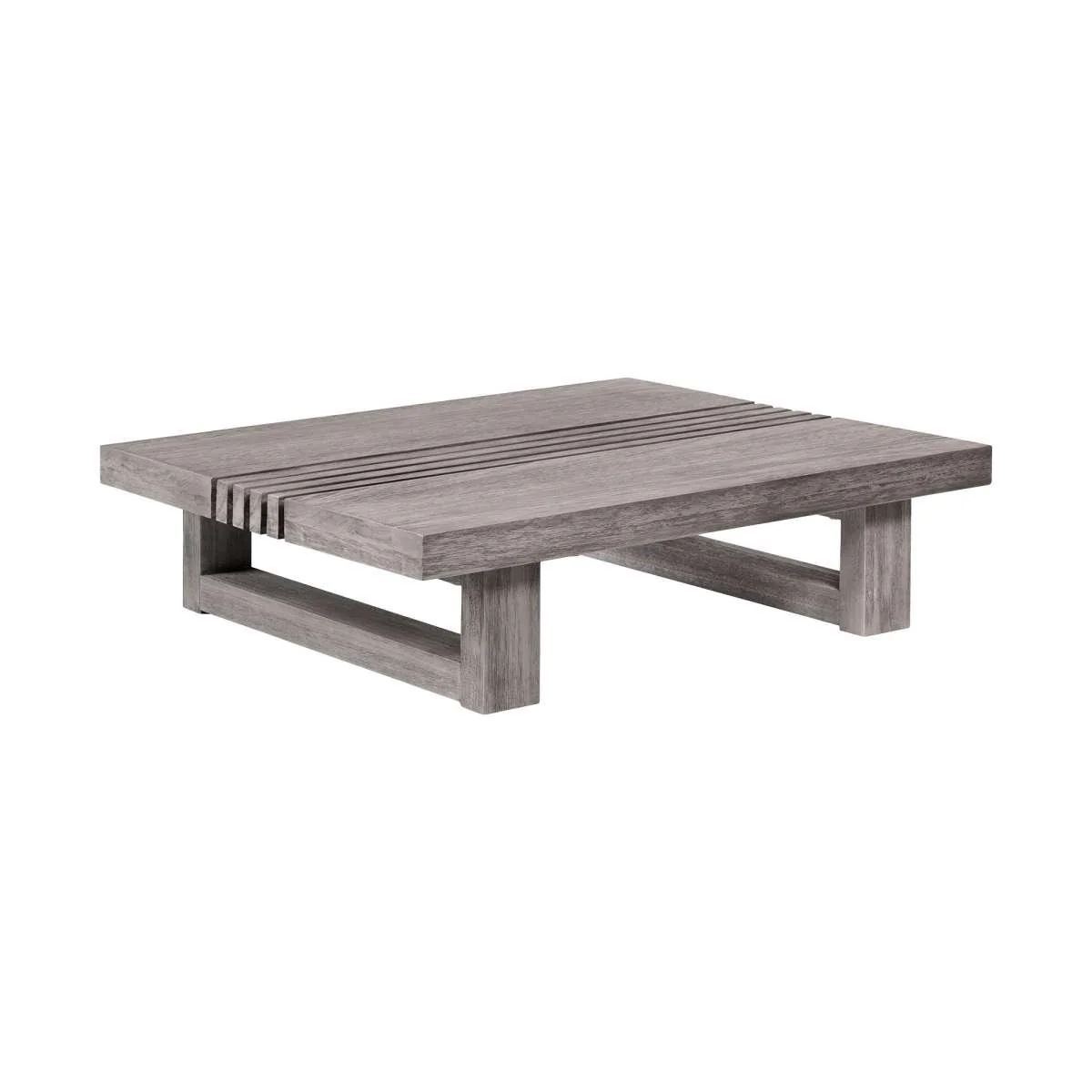 Vivid Outdoor Patio Coffee Table in Gray Eucalyptus Wood By Armen Living - Image 3