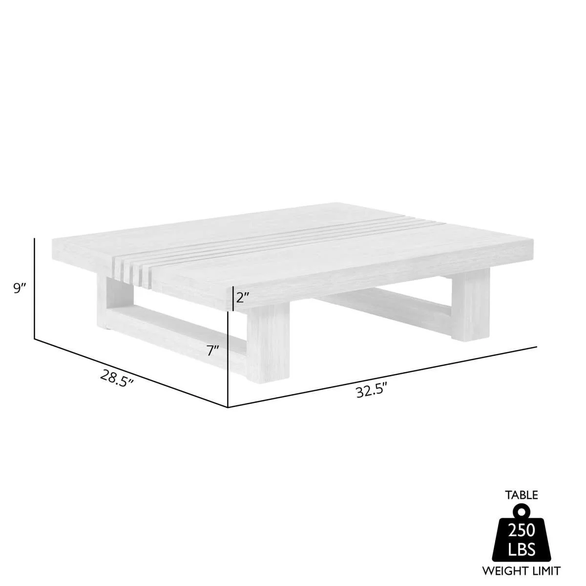 Vivid Outdoor Patio Coffee Table in Gray Eucalyptus Wood By Armen Living - Image 7