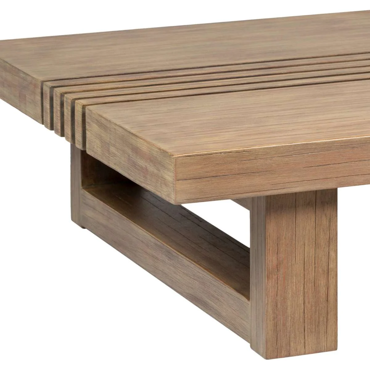 Vivid Outdoor Patio Coffee Table in Light Eucalyptus Wood By Armen Living - Image 5