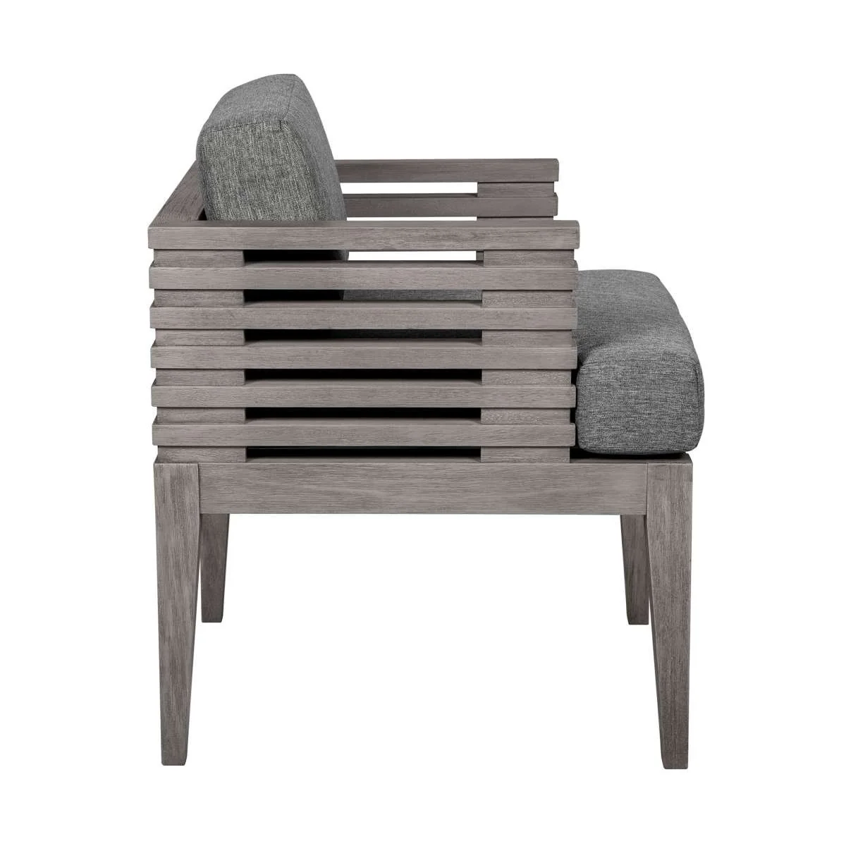 Vivid Outdoor Patio Dining Chair in Gray Eucalyptus Wood with Gray Olefin Cushions By Armen Living - Image 4