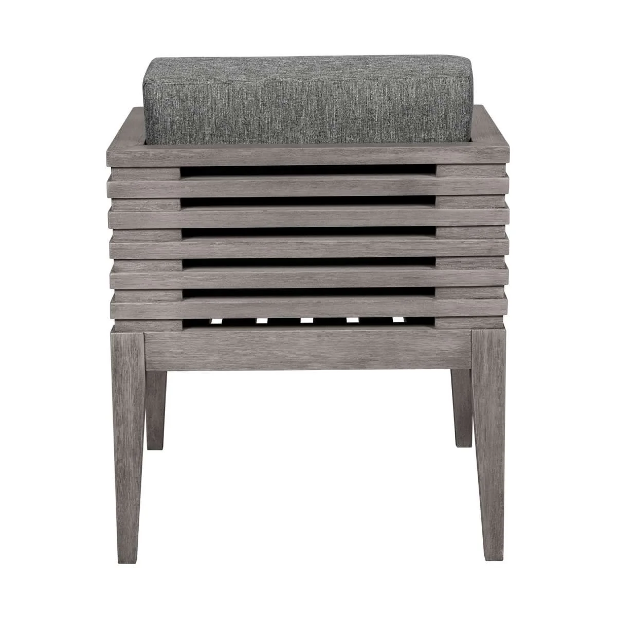 Vivid Outdoor Patio Dining Chair in Gray Eucalyptus Wood with Gray Olefin Cushions By Armen Living - Image 5