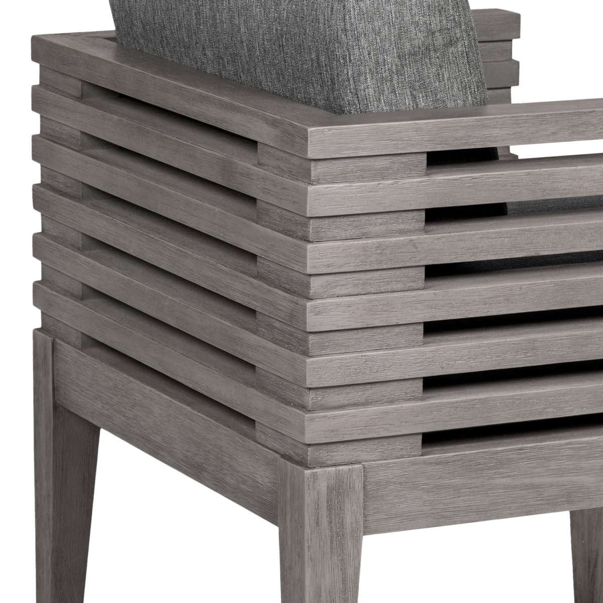 Vivid Outdoor Patio Dining Chair in Gray Eucalyptus Wood with Gray Olefin Cushions By Armen Living - Image 7