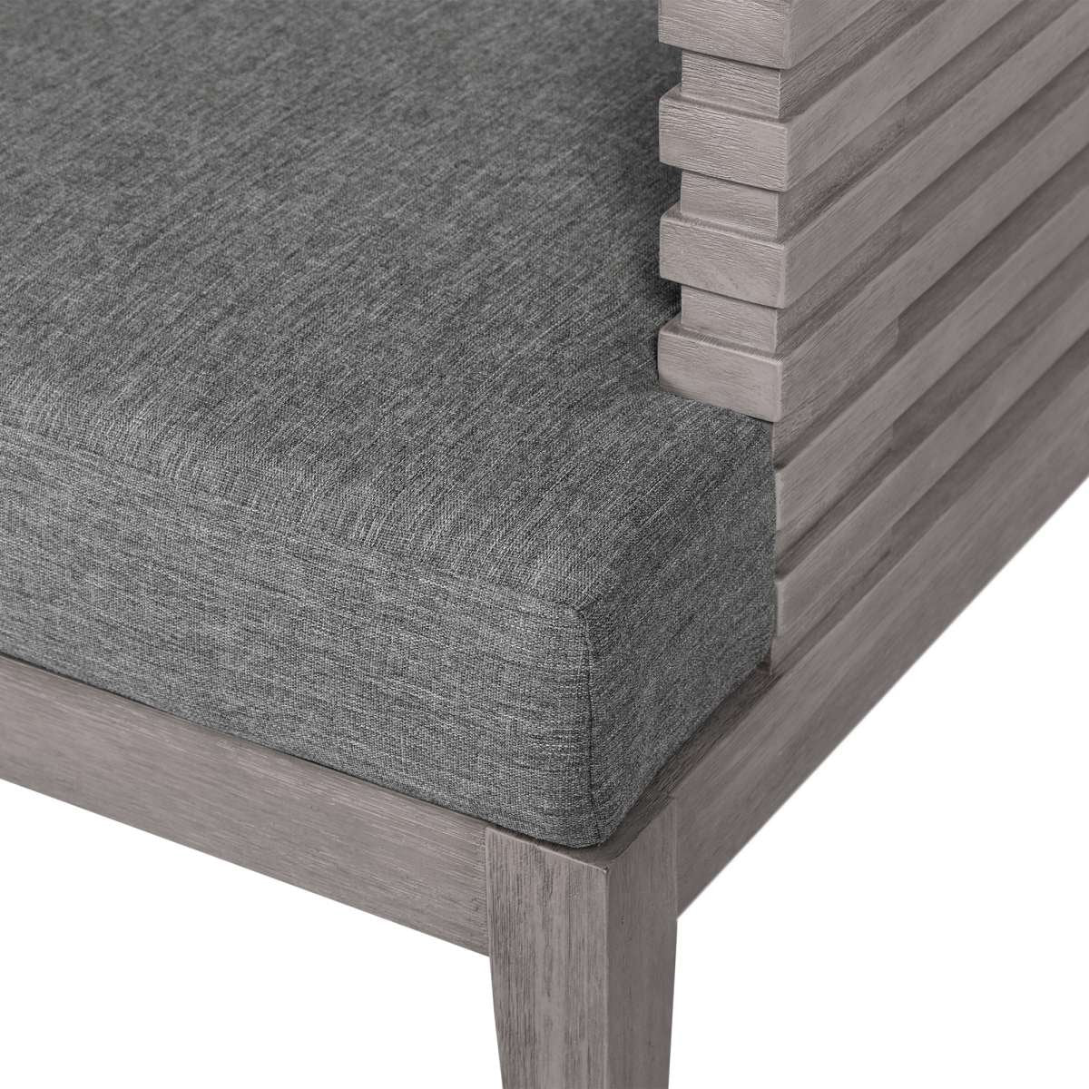 Vivid Outdoor Patio Dining Chair in Gray Eucalyptus Wood with Gray Olefin Cushions By Armen Living - Image 9
