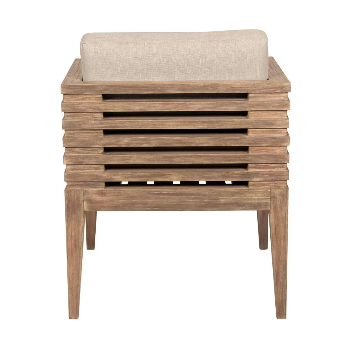 Vivid Outdoor Patio Dining Chair in Light Eucalyptus Wood with Taupe Olefin Cushions By Armen Living - Image 5