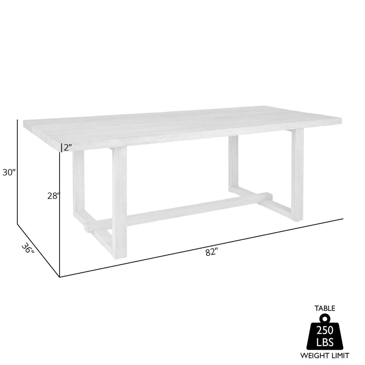 Vivid Outdoor Patio Dining Table in Gray Eucalyptus Wood By Armen Living - Image 7