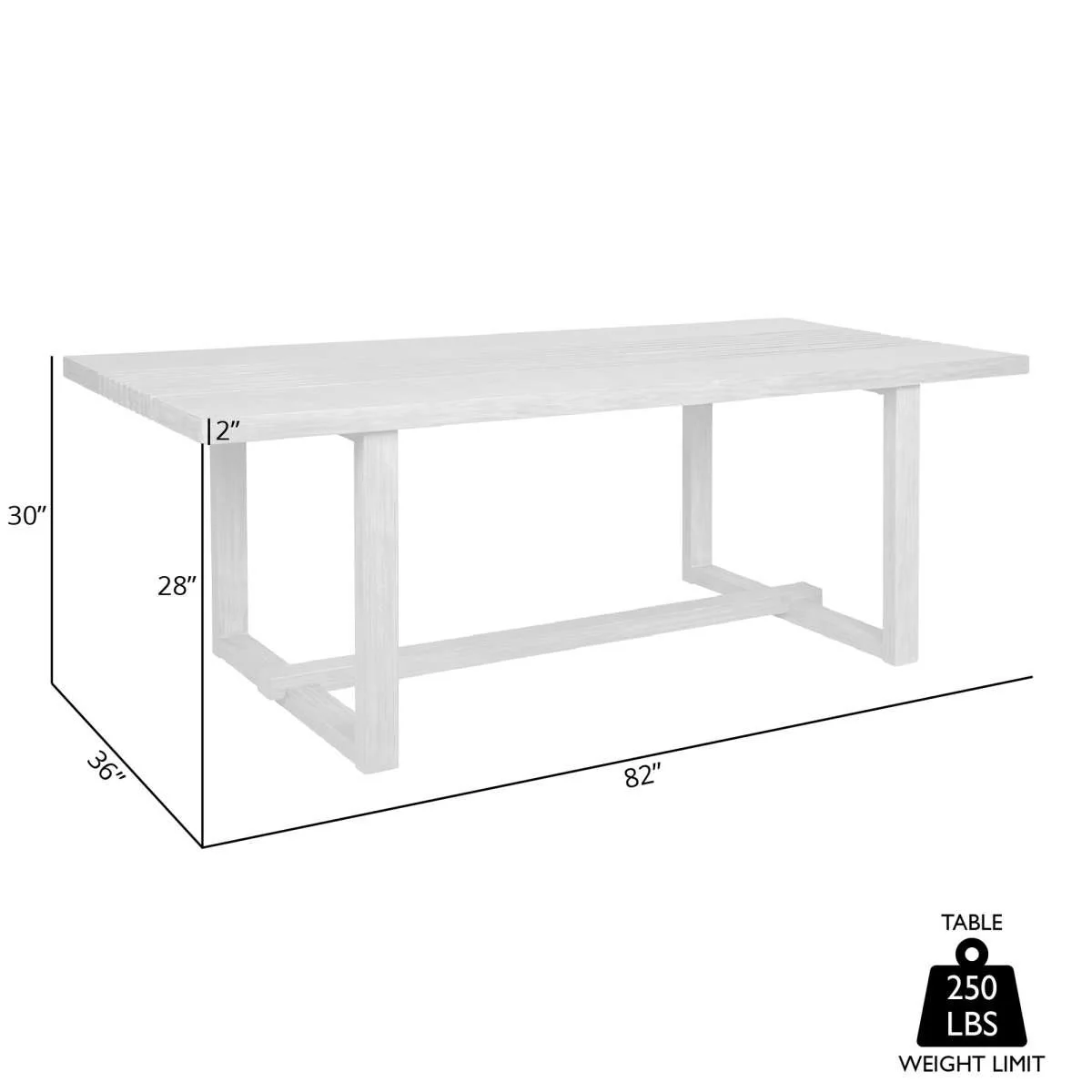 Vivid Outdoor Patio Dining Table in Light Eucalyptus Wood By Armen Living - Image 7