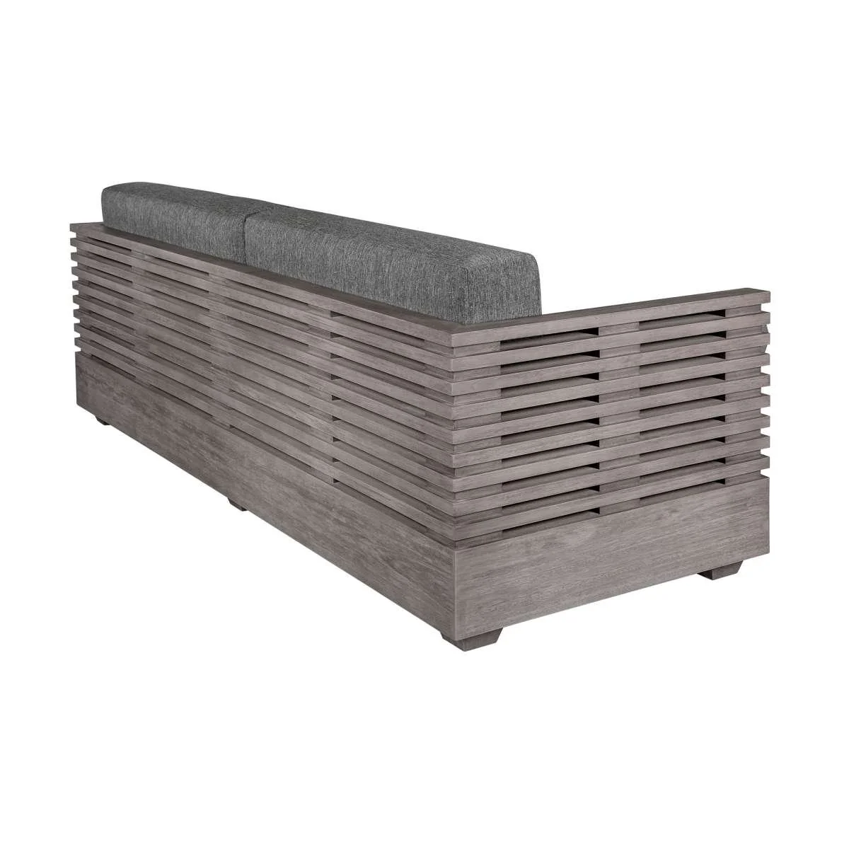 Vivid Outdoor Patio Sofa in Gray Eucalyptus Wood with Gray Olefin Cushions By Armen Living - Image 4