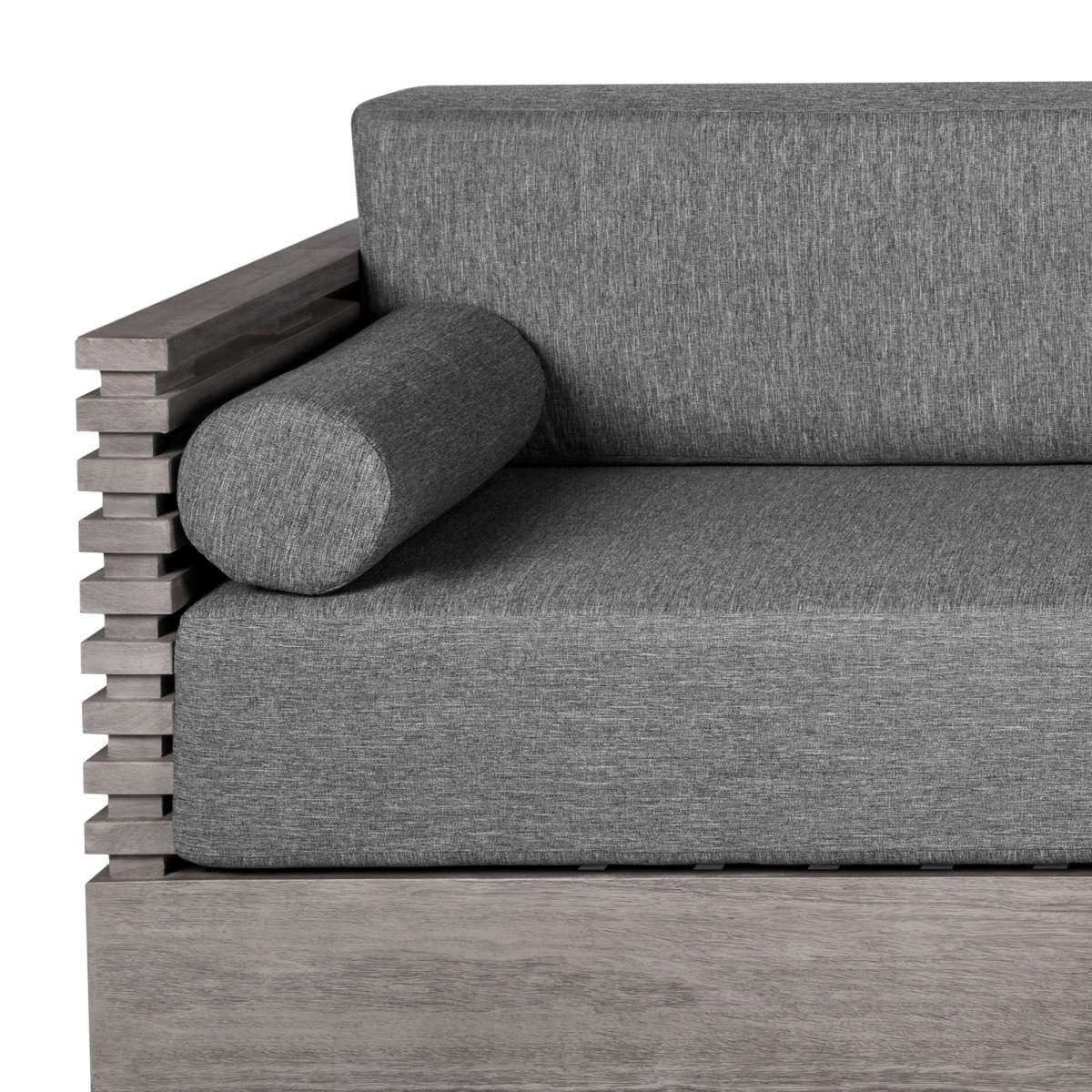 Vivid Outdoor Patio Sofa in Gray Eucalyptus Wood with Gray Olefin Cushions By Armen Living - Image 5