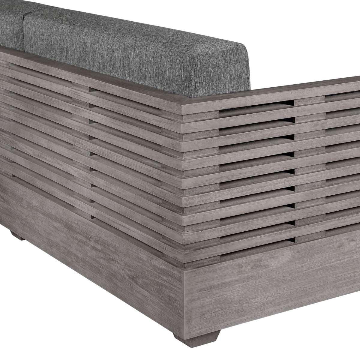 Vivid Outdoor Patio Sofa in Gray Eucalyptus Wood with Gray Olefin Cushions By Armen Living - Image 6