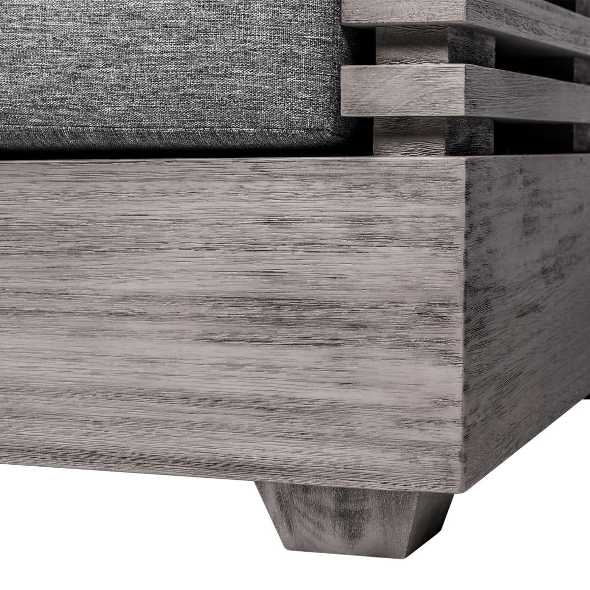 Vivid Outdoor Patio Sofa in Gray Eucalyptus Wood with Gray Olefin Cushions By Armen Living - Image 7