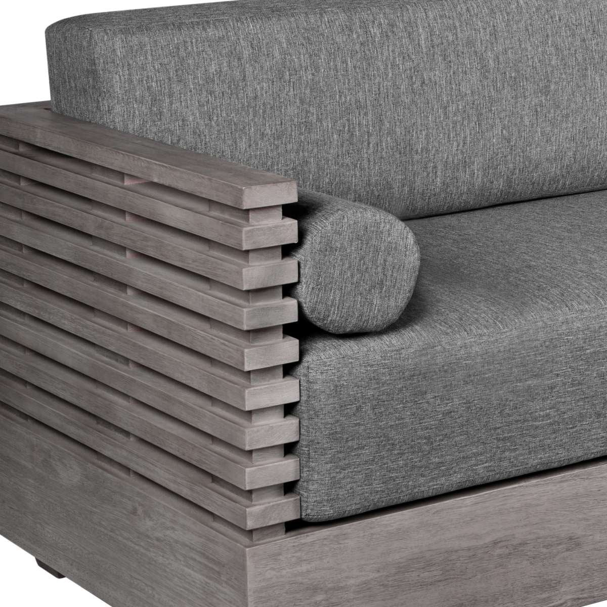 Vivid Outdoor Patio Sofa in Gray Eucalyptus Wood with Gray Olefin Cushions By Armen Living - Image 9