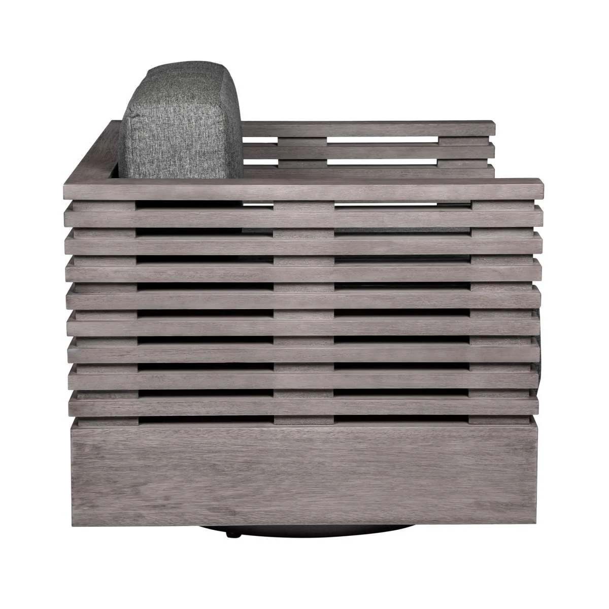 Vivid Swivel Outdoor Patio Chair in Gray Eucalyptus Wood with Gray Olefin Cushions By Armen Living - Image 3