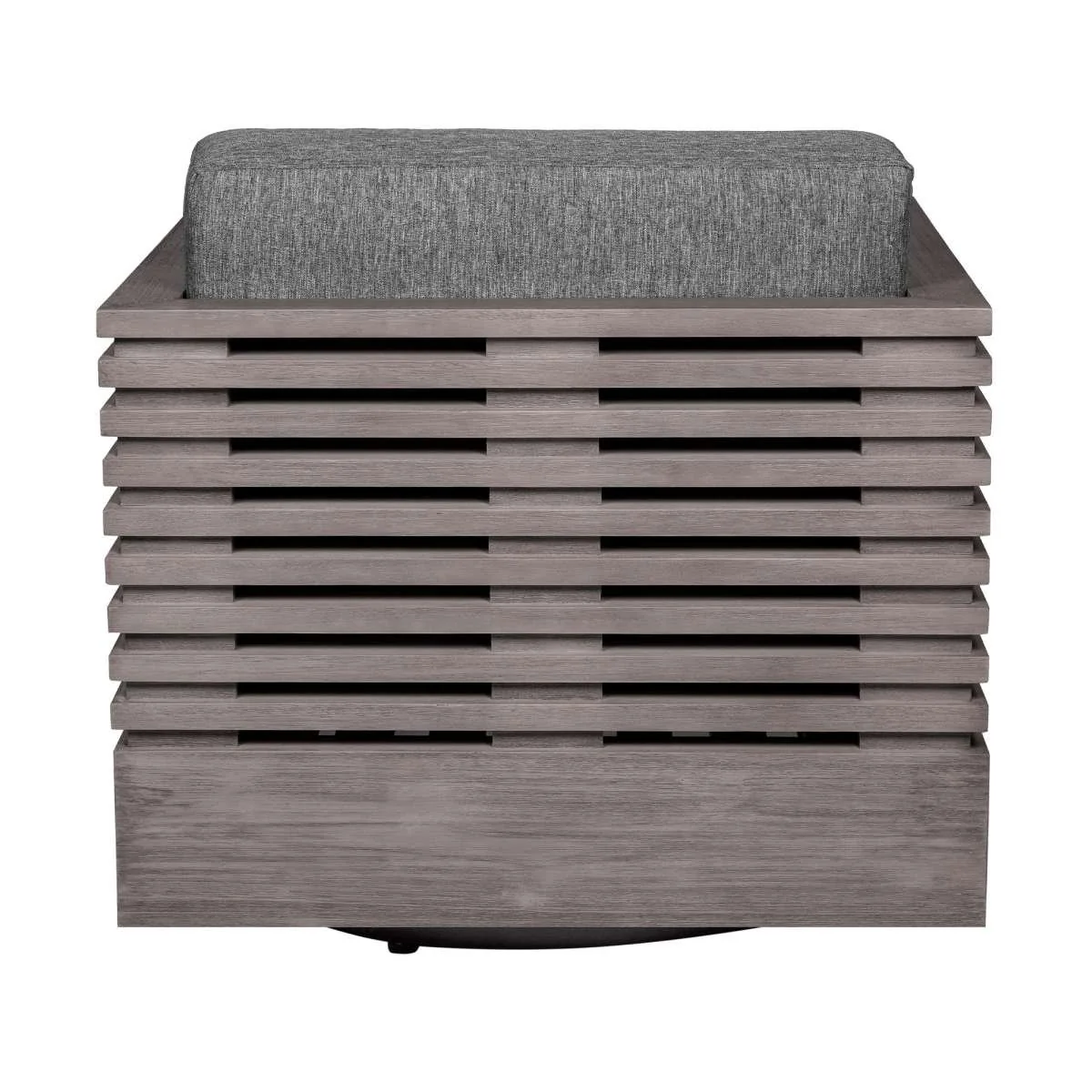 Vivid Swivel Outdoor Patio Chair in Gray Eucalyptus Wood with Gray Olefin Cushions By Armen Living - Image 4