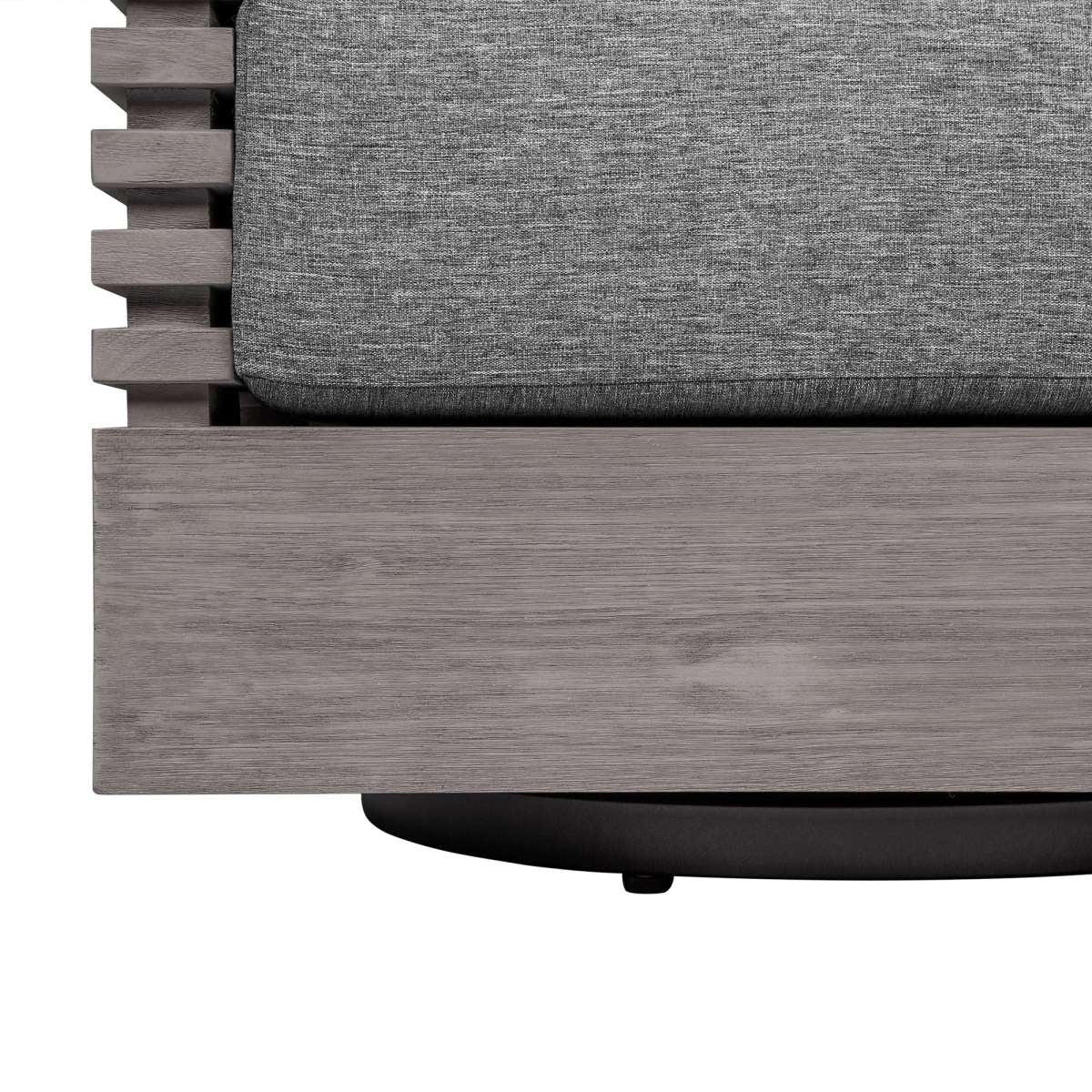 Vivid Swivel Outdoor Patio Chair in Gray Eucalyptus Wood with Gray Olefin Cushions By Armen Living - Image 6