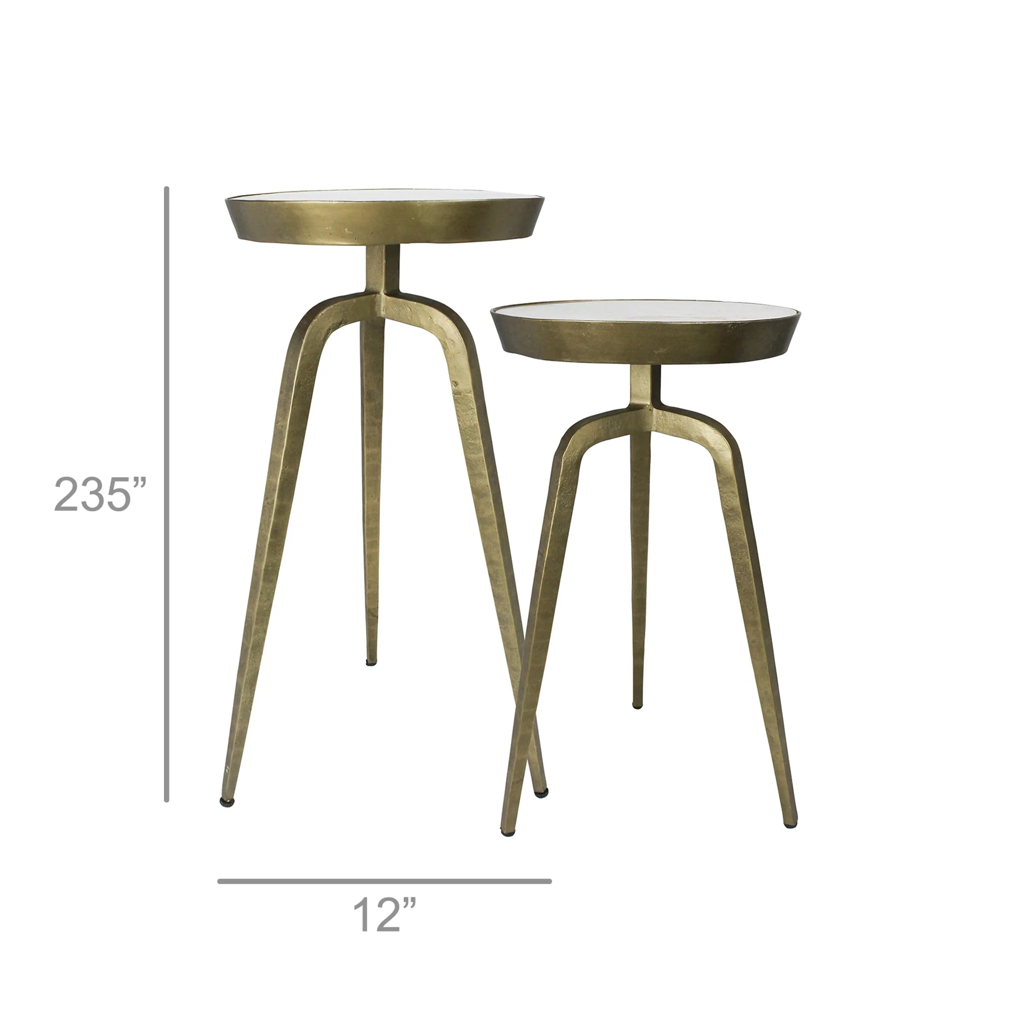 Walker Side Tables, Brass & Marble - Set of 2 By HomArt - Image 3