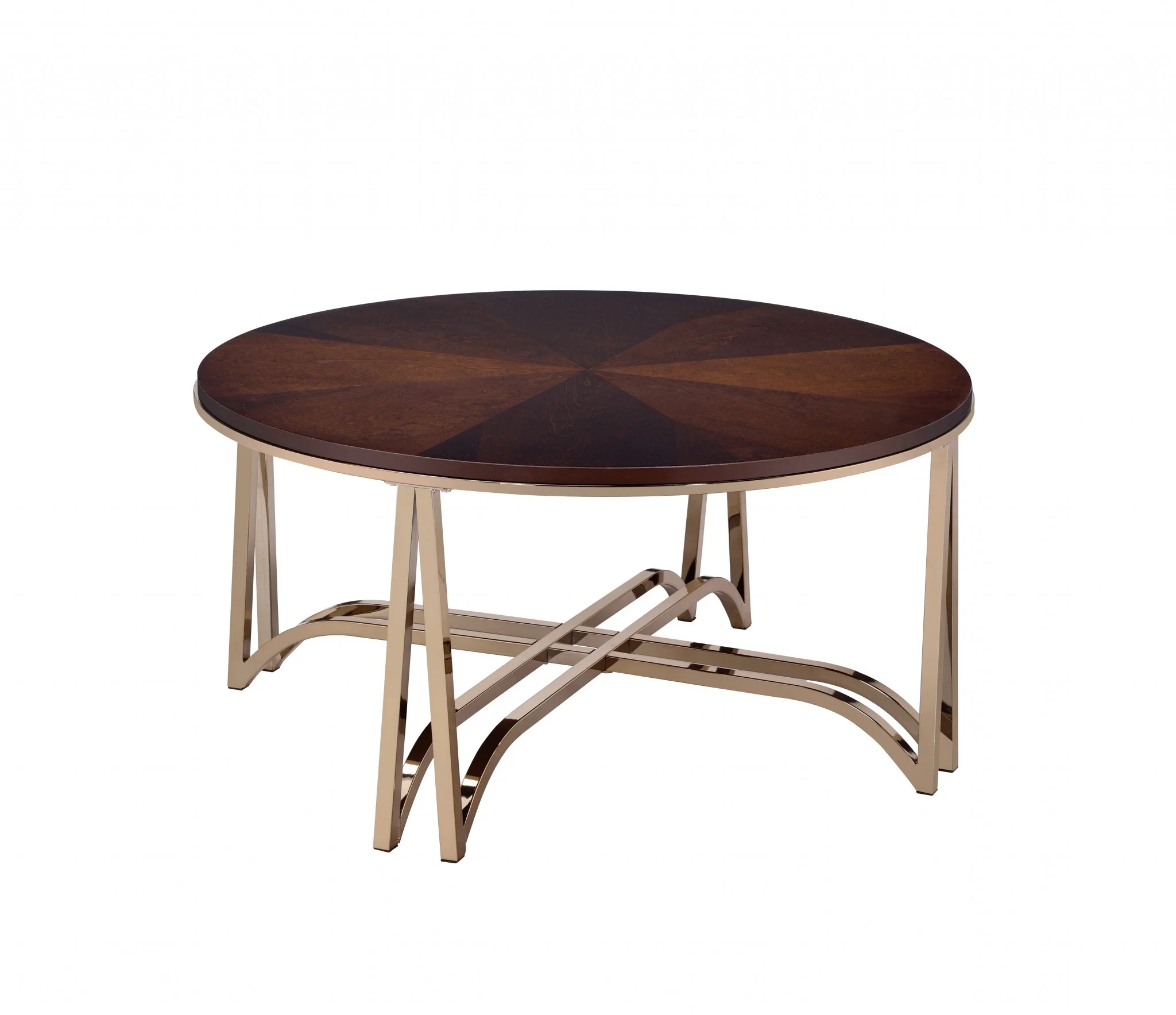 Walnut And Champagne Coffee Table By Homeroots - Image 2