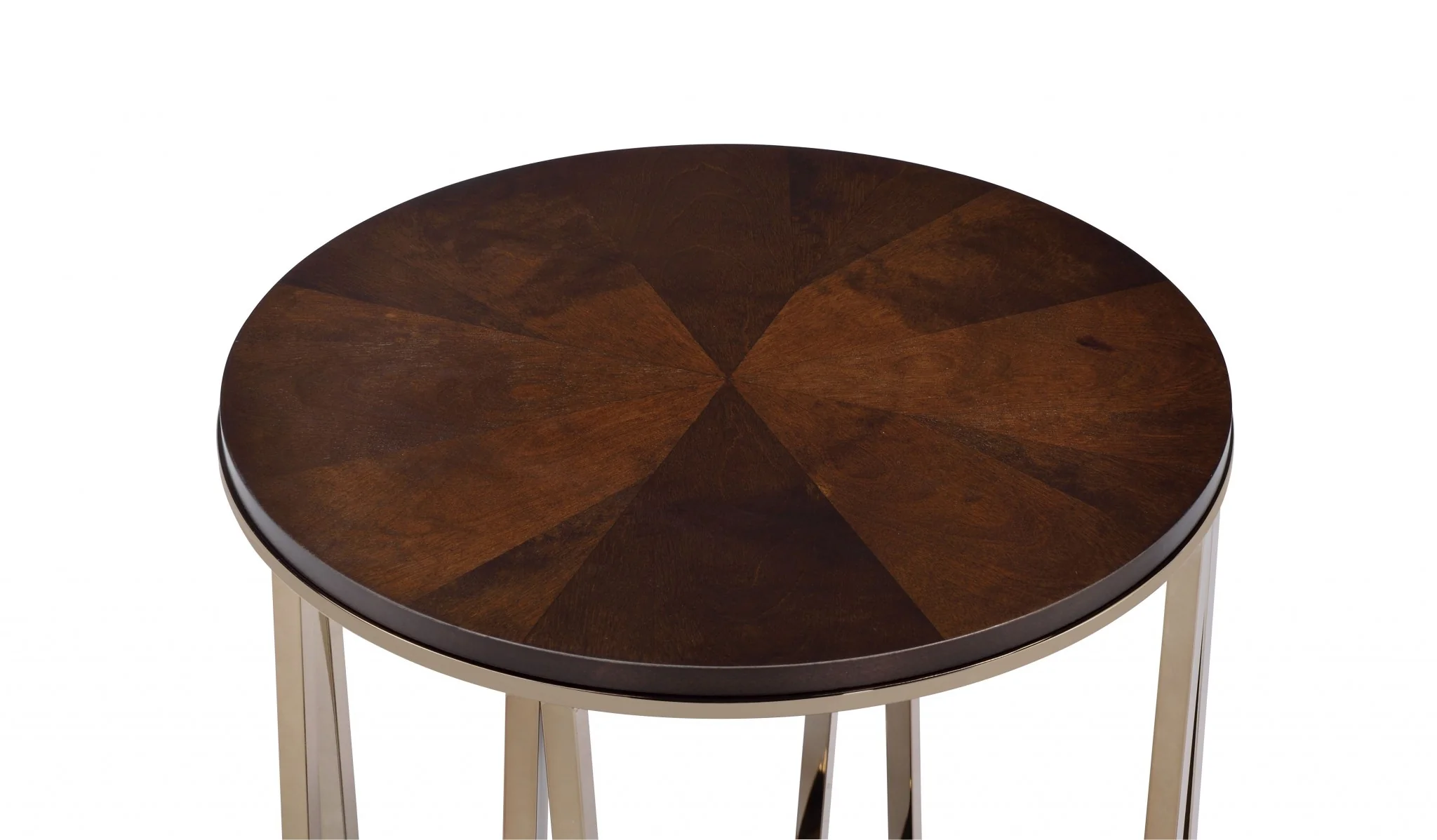 Walnut And Champagne Metal End Table By Homeroots - Image 4