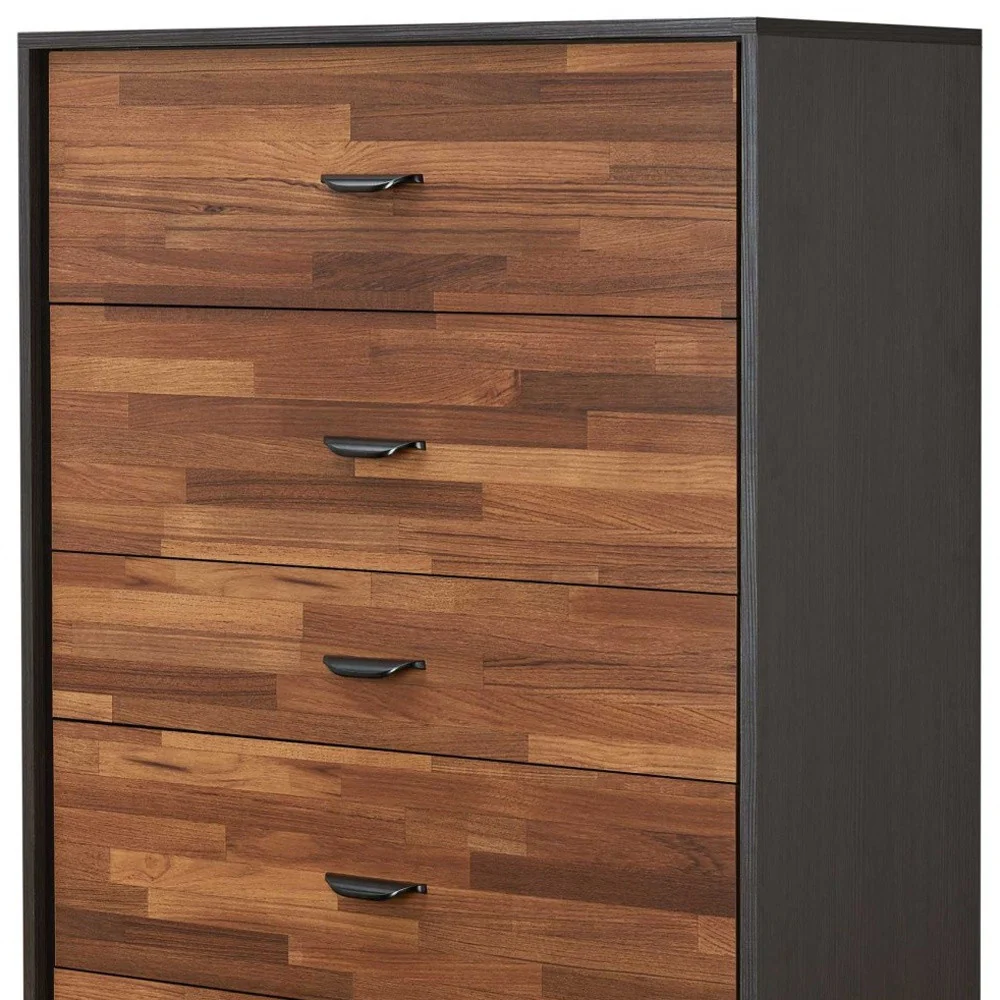 Walnut And Espresso Particle Board Chest By Homeroots - Image 4