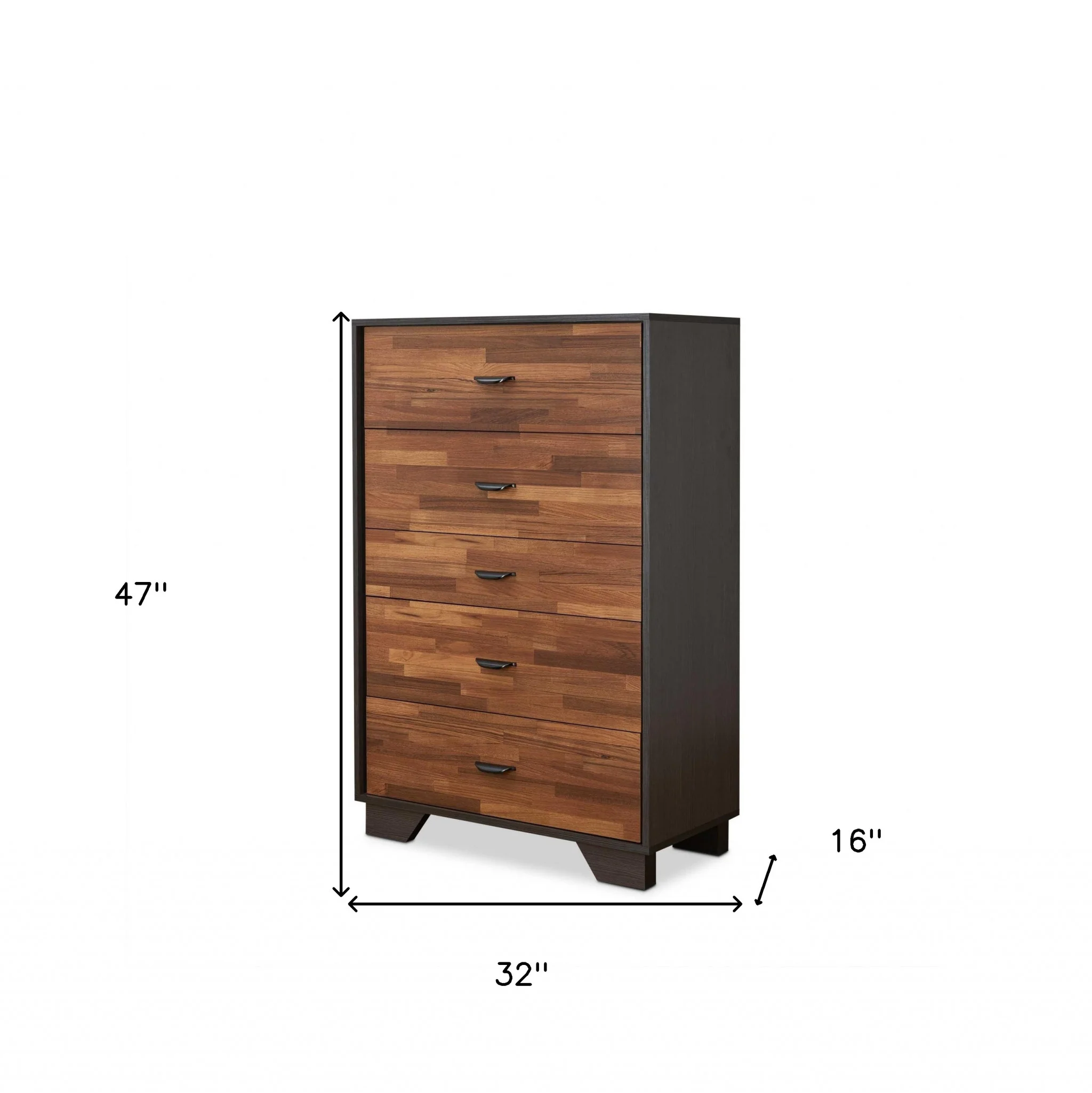 Walnut And Espresso Particle Board Chest By Homeroots - Image 5