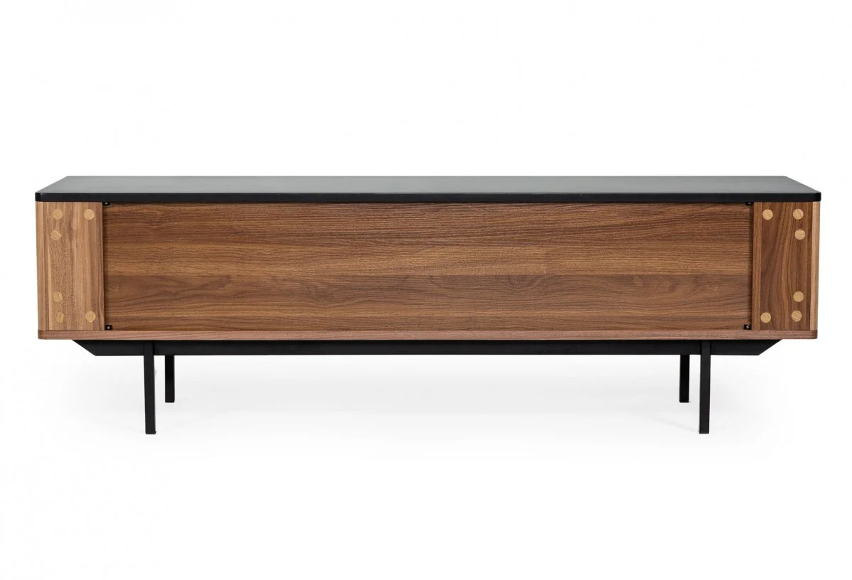 Walnut And Gray Wood Open And Enclosed Storage TV Stand By Homeroots - Image 5