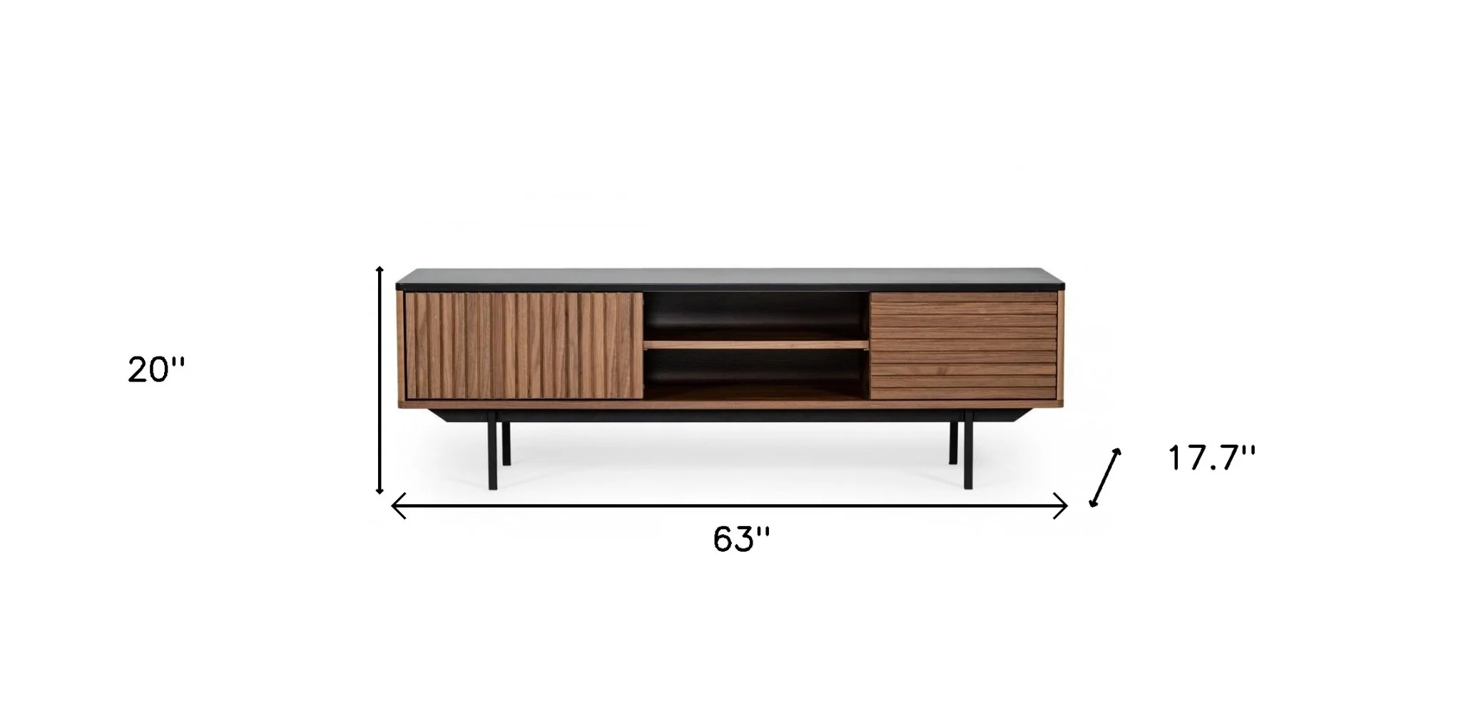 Walnut And Gray Wood Open And Enclosed Storage TV Stand By Homeroots - Image 6