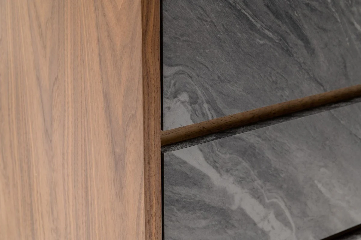 Walnut And Grey Faux Marble Wood Six Drawer Double Dresser By Homeroots - Image 5