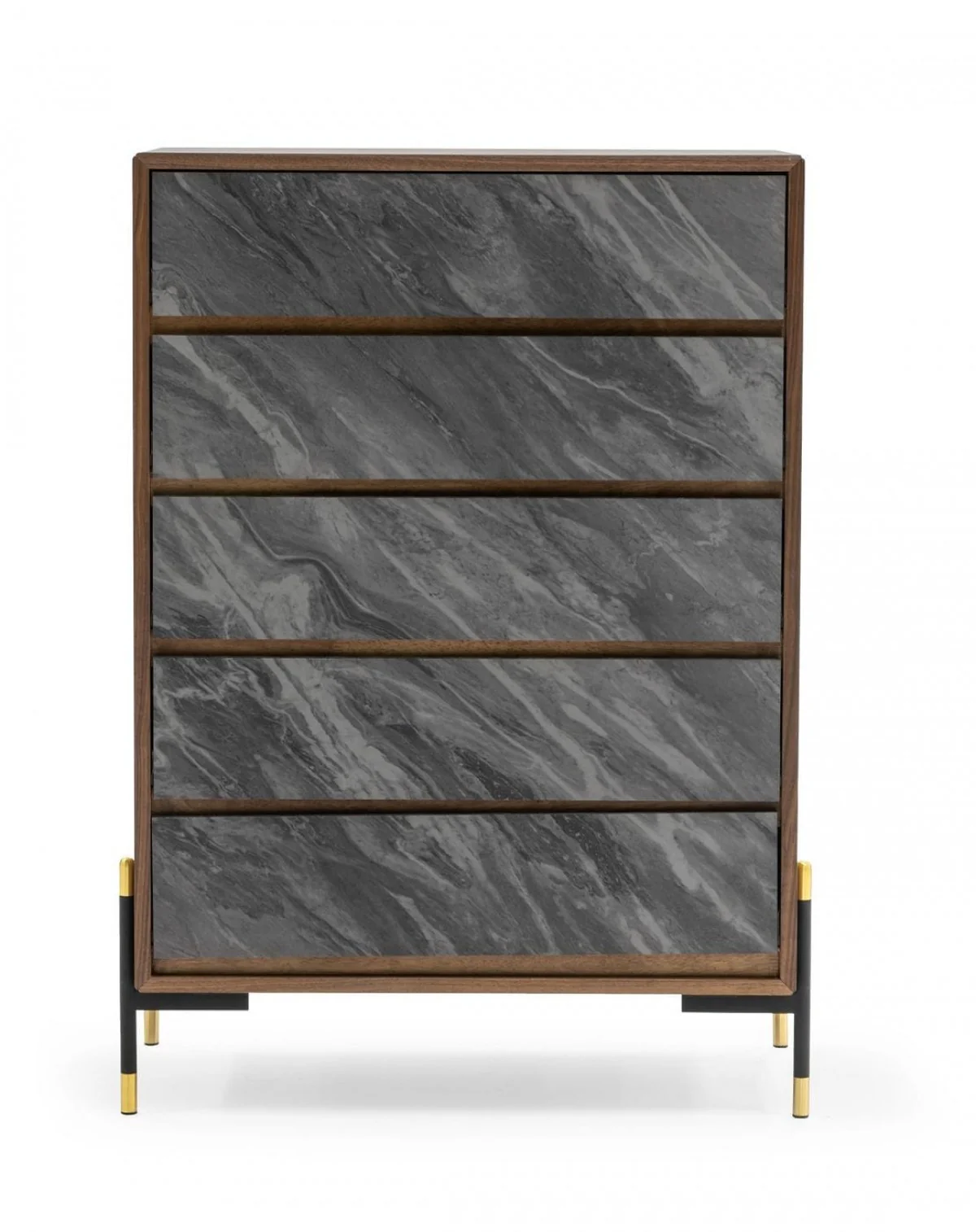 Walnut And Grey Manufactured Wood Five Drawer Chest By Homeroots - Image 2