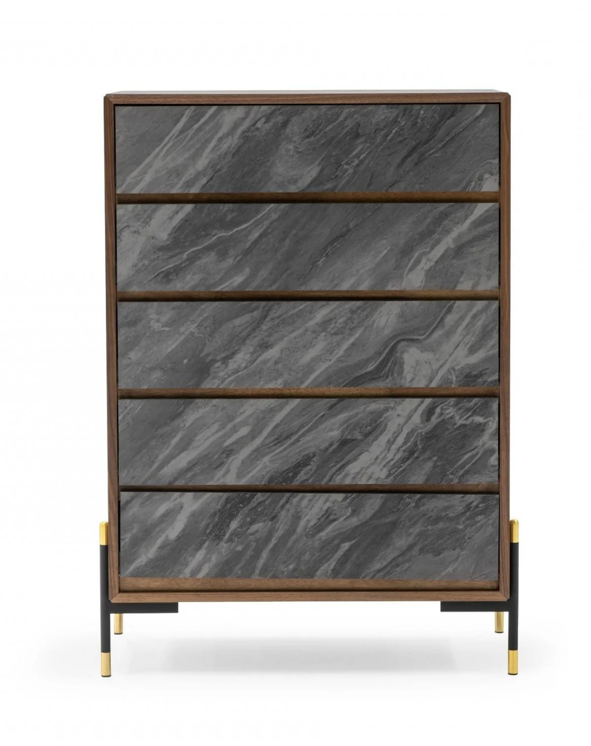 Walnut And Grey Manufactured Wood Five Drawer Chest By Homeroots - Image 3