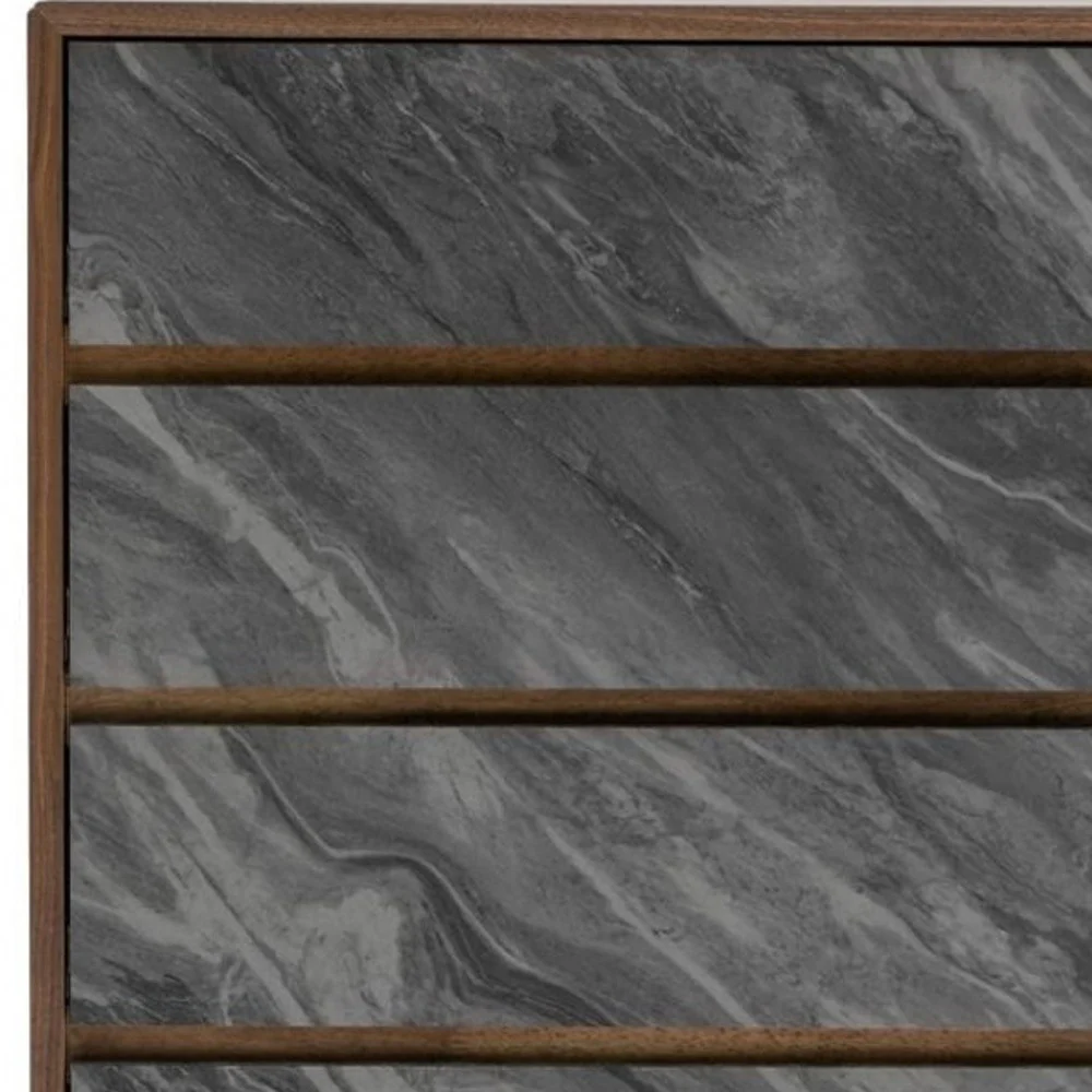 Walnut And Grey Manufactured Wood Five Drawer Chest By Homeroots - Image 5