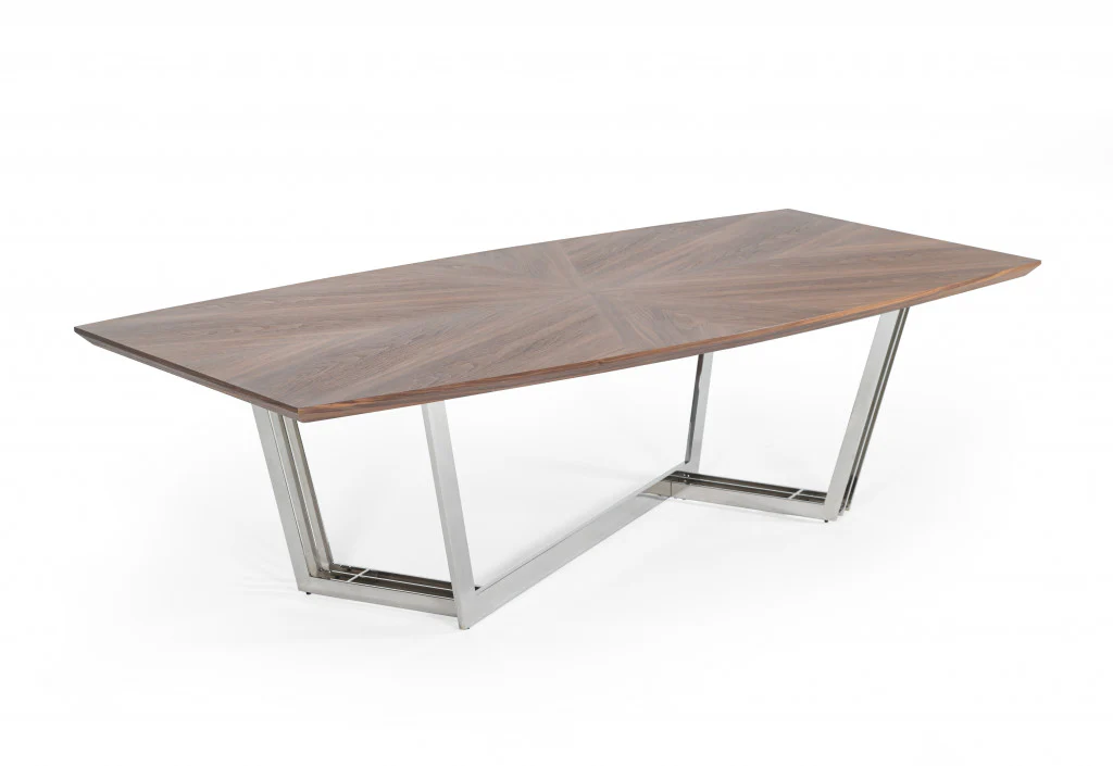 Walnut And Silver Rectangular Manufactured Wood And Iron Dining Table By Homeroots - Image 2