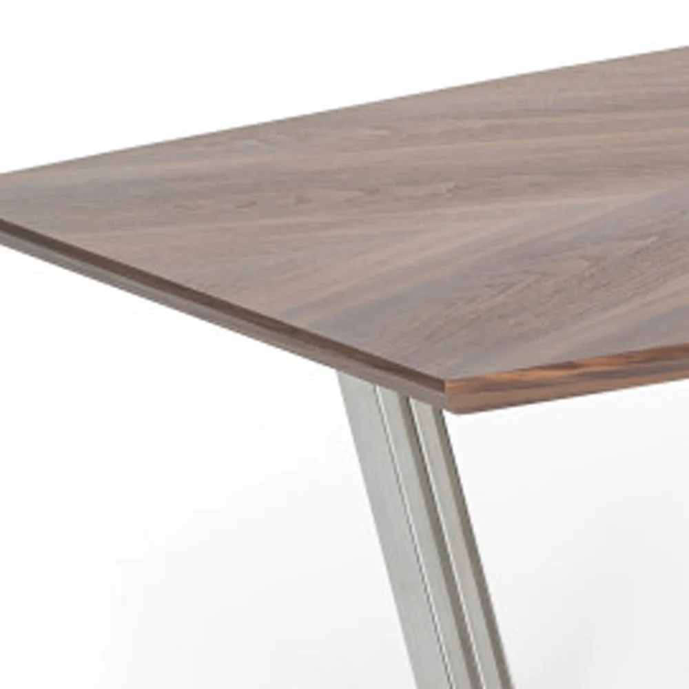 Walnut And Silver Rectangular Manufactured Wood And Iron Dining Table By Homeroots - Image 3