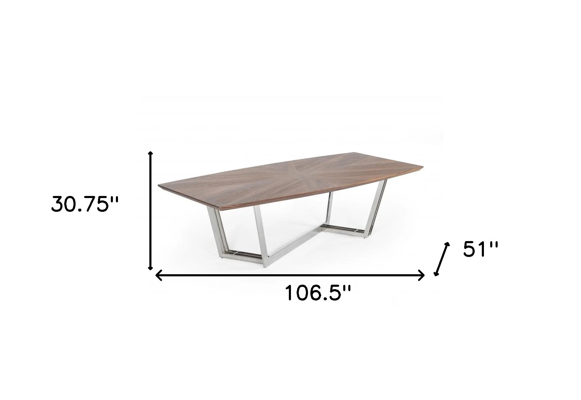 Walnut And Silver Rectangular Manufactured Wood And Iron Dining Table By Homeroots - Image 4
