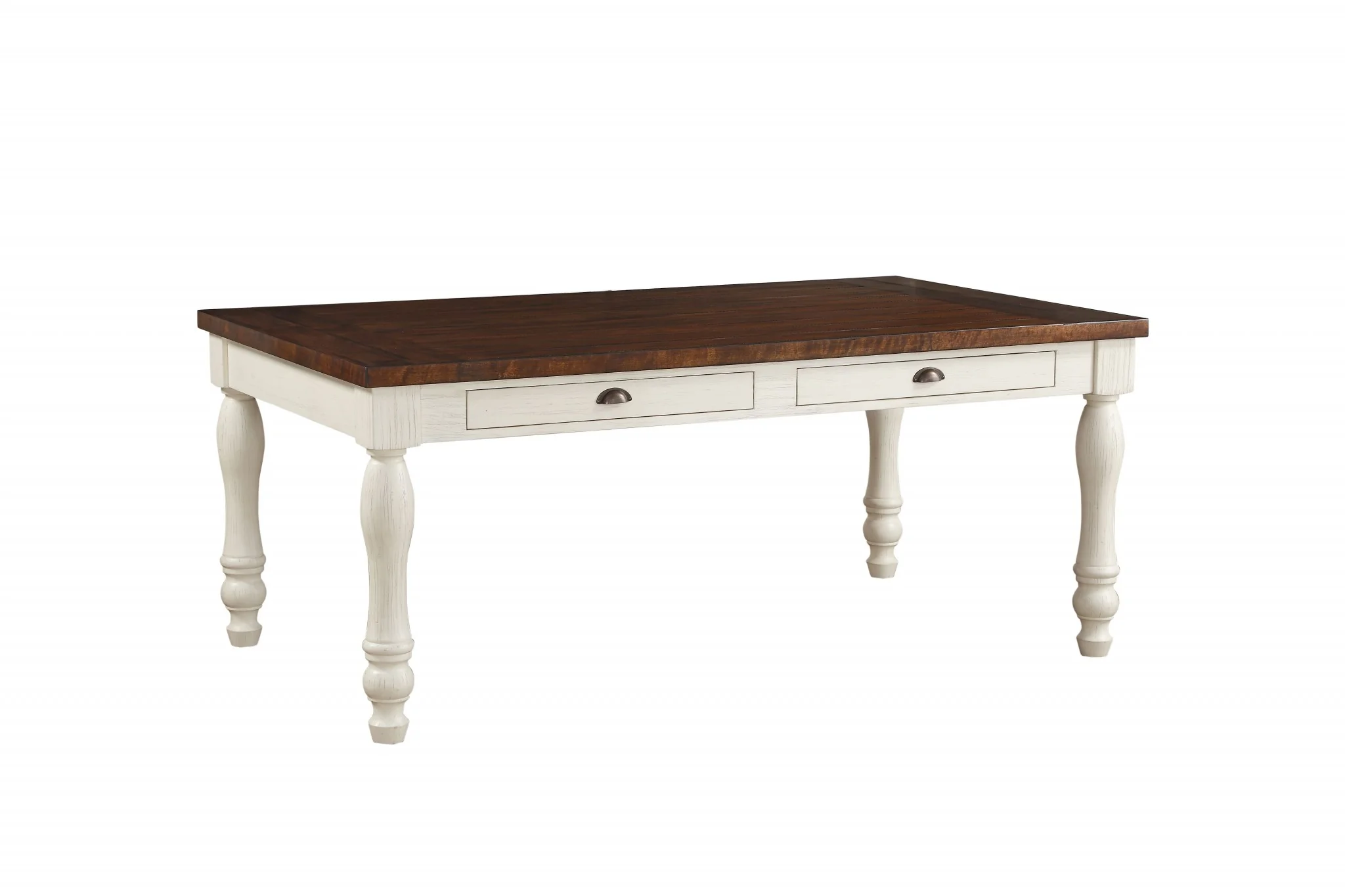 Walnut And White Washed Solid Wood Dining Table By Homeroots - Image 2