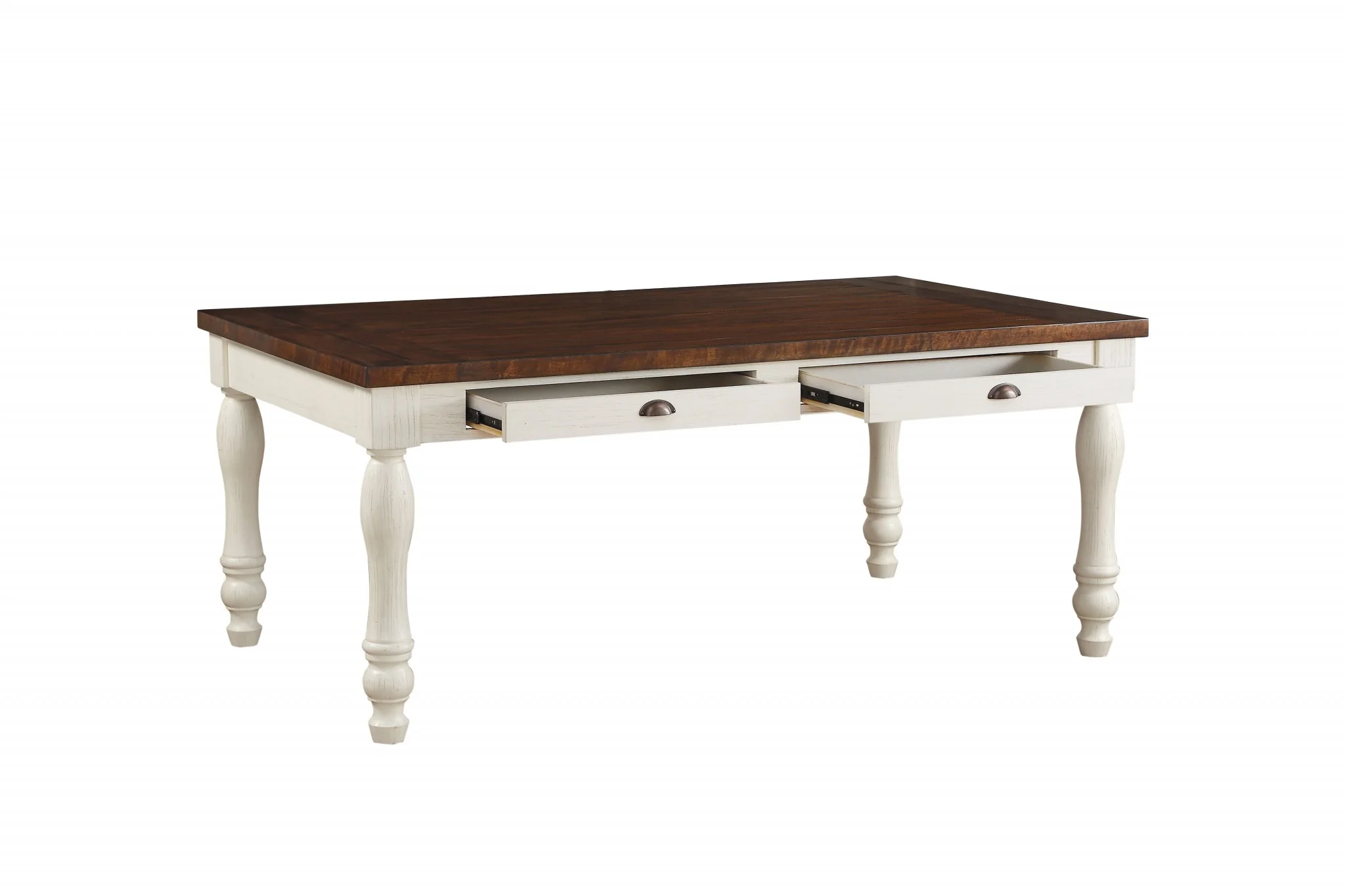 Walnut And White Washed Solid Wood Dining Table By Homeroots - Image 3