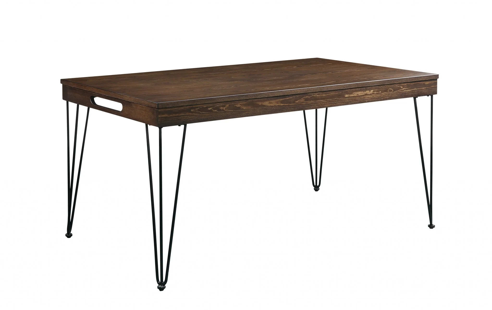 Walnut Black Metal Wood Dining Table By Homeroots - Image 2