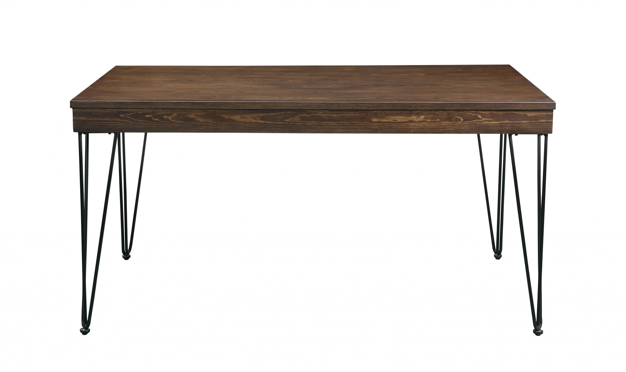 Walnut Black Metal Wood Dining Table By Homeroots - Image 3