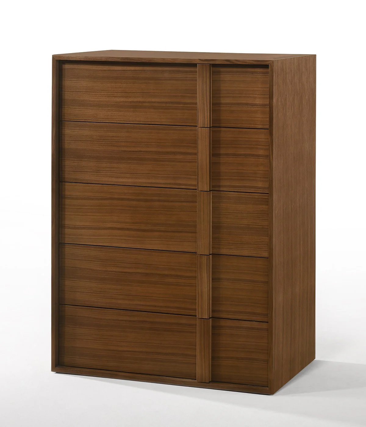 Walnut Brown Wood Contemporary Five Drawer Dresser By Homeroots - Image 2