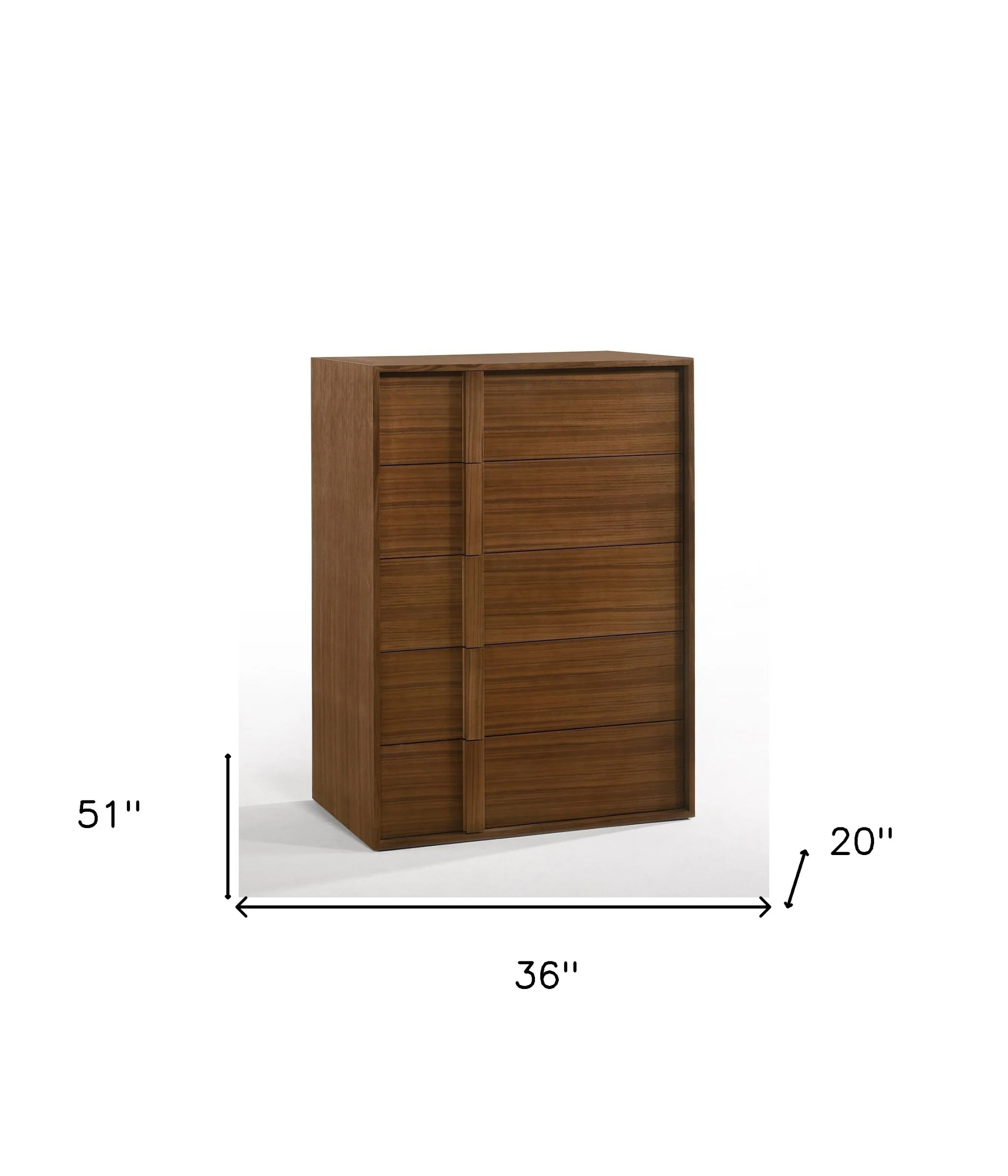 Walnut Brown Wood Contemporary Five Drawer Dresser By Homeroots - Image 6
