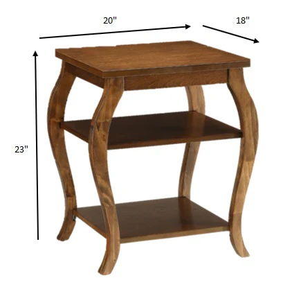 Walnut Finish Bow Leg Square End Table By Homeroots - Image 3