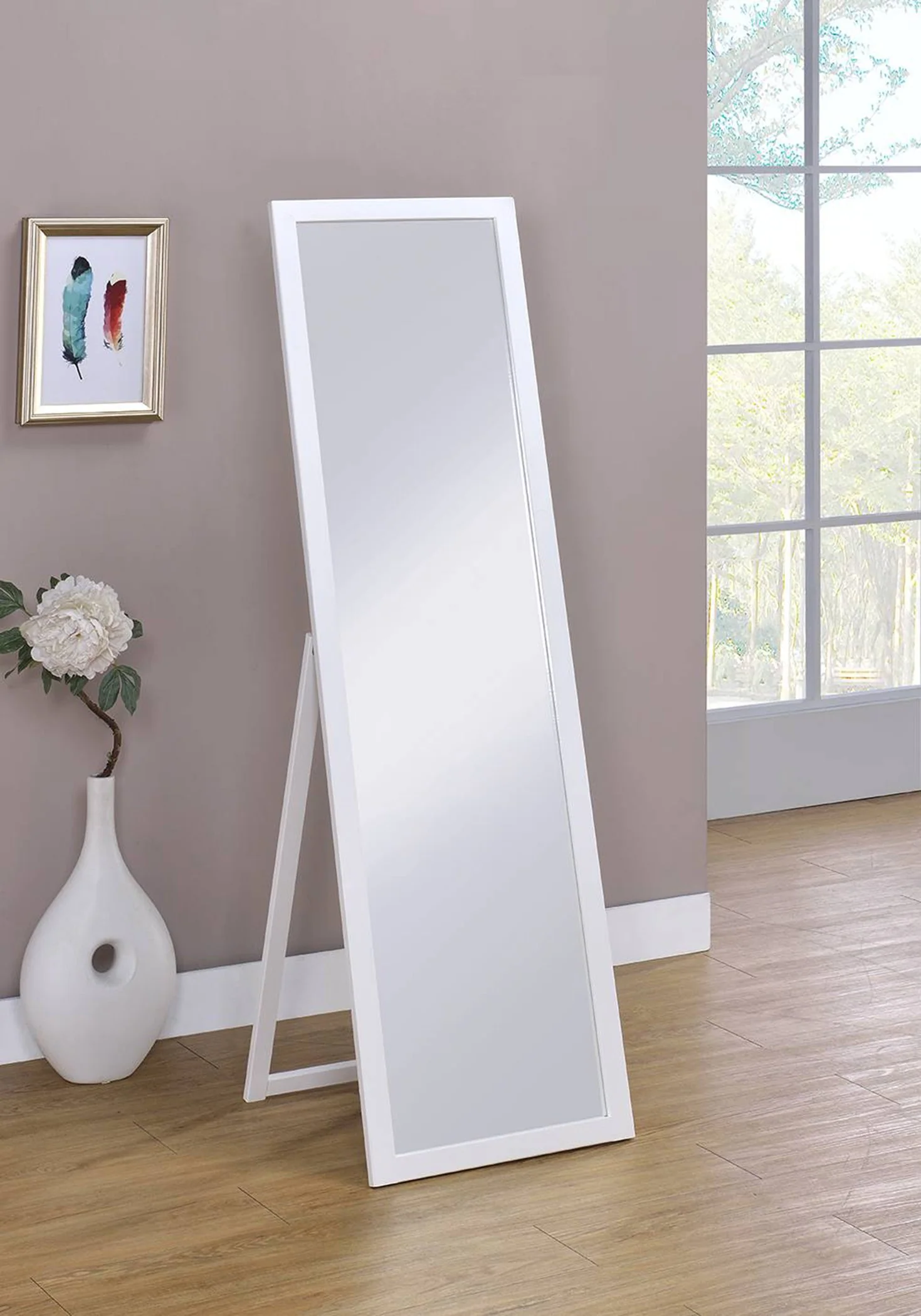 Walnut Finish Full Length Standing Mirror By Homeroots - Image 6