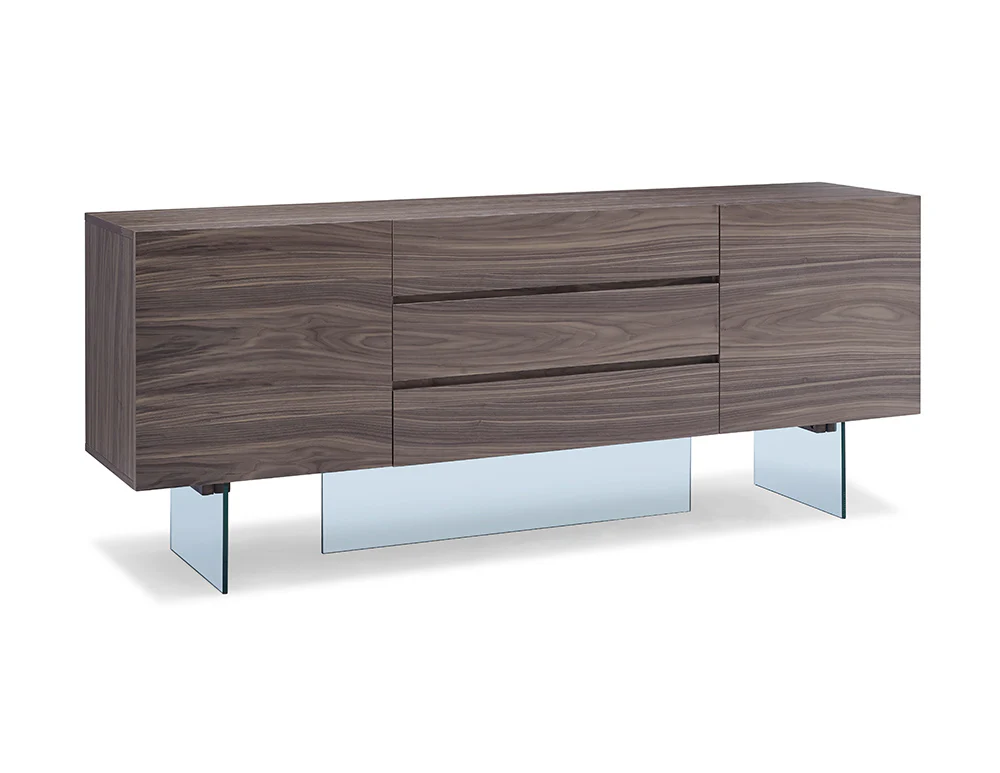 Walnut Glass Buffet By Homeroots - Image 2