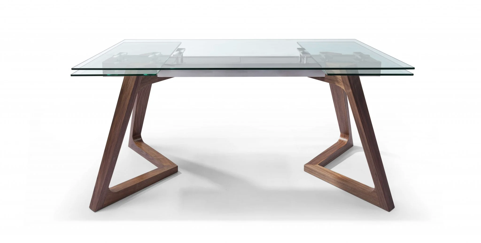 Walnut Glass Stainless Steel Etendable Dining Table By Homeroots - Image 2
