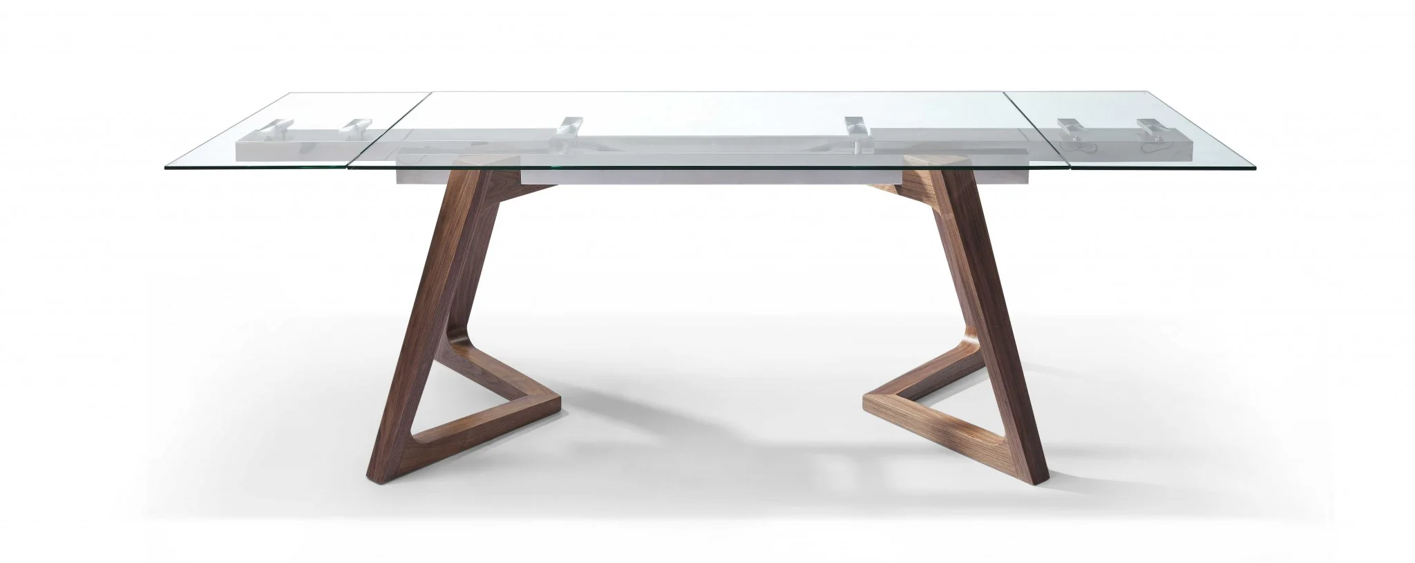 Walnut Glass Stainless Steel Etendable Dining Table By Homeroots - Image 3