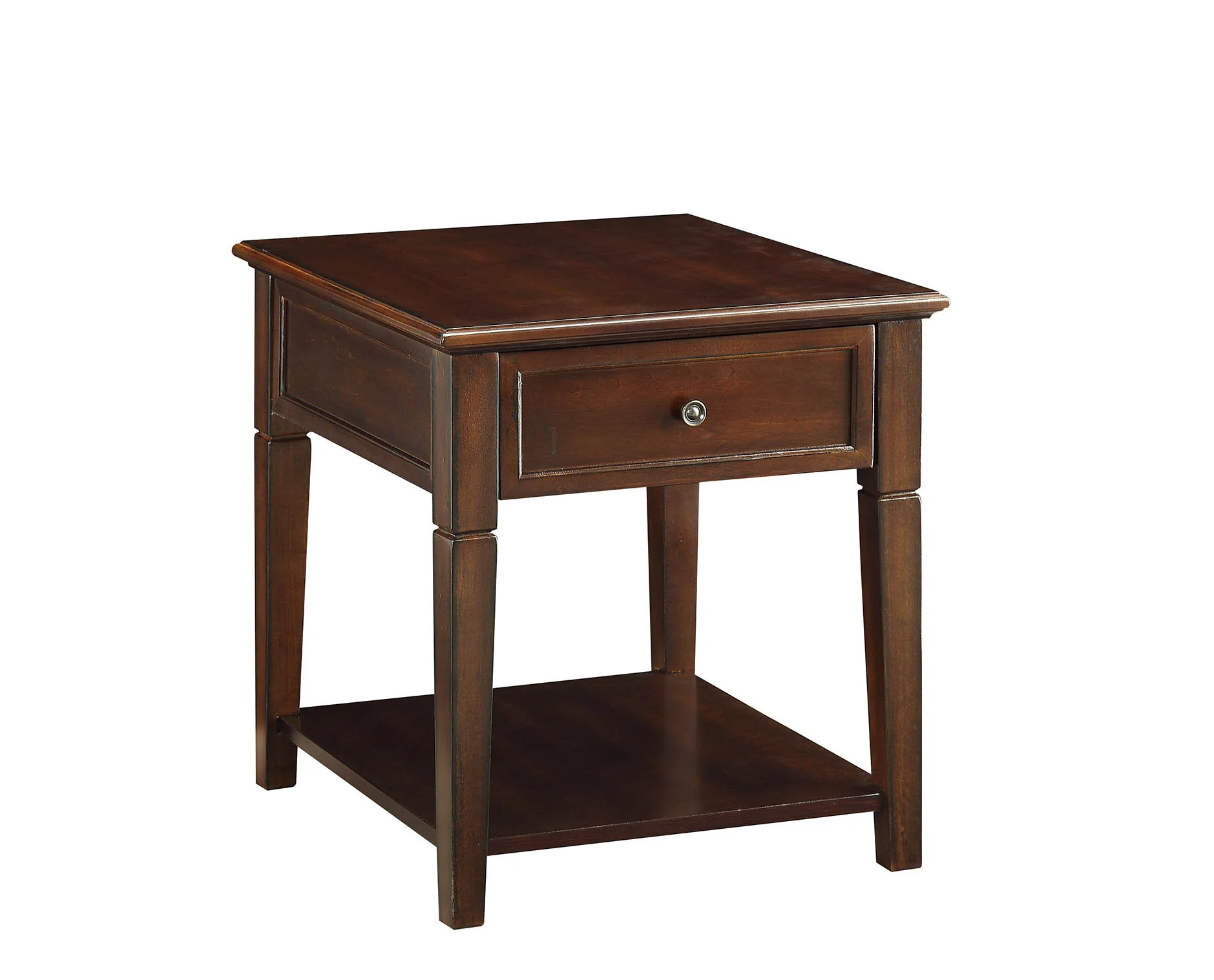 Walnut Manufactured Wood Rectangular End Table With Drawer And Shelf By Homeroots - Image 4