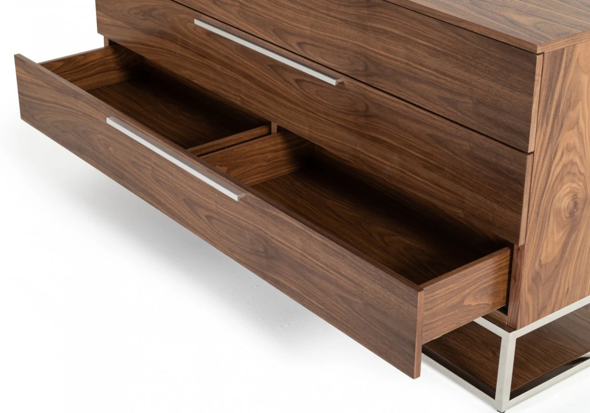Walnut Manufactured Wood Three Drawer Dresser By Homeroots - Image 2