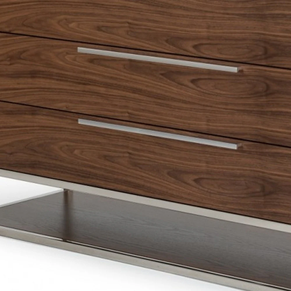 Walnut Manufactured Wood Three Drawer Dresser By Homeroots - Image 3