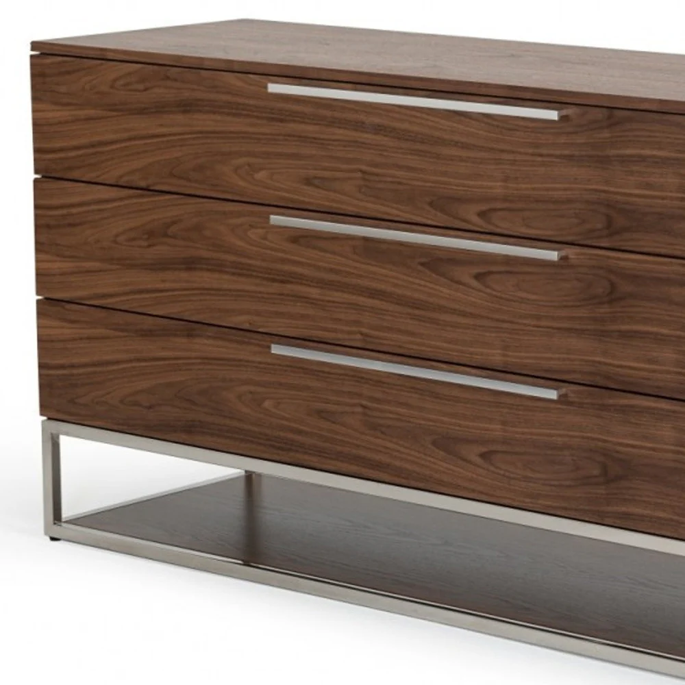 Walnut Manufactured Wood Three Drawer Dresser By Homeroots - Image 5