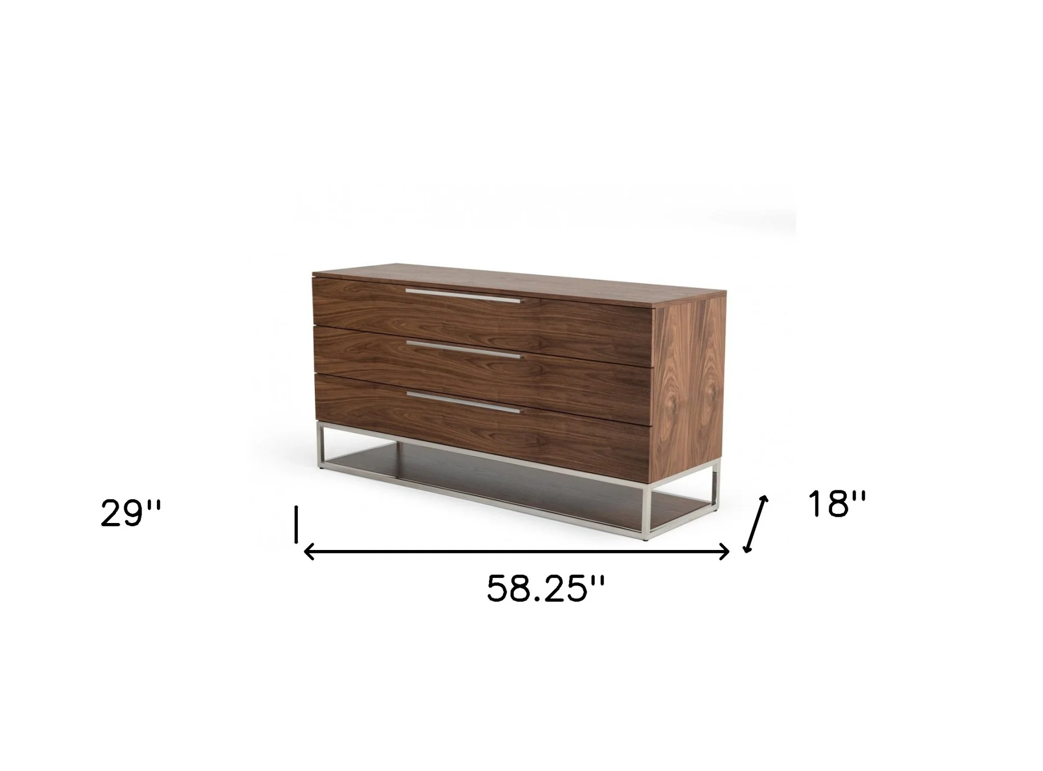 Walnut Manufactured Wood Three Drawer Dresser By Homeroots - Image 6