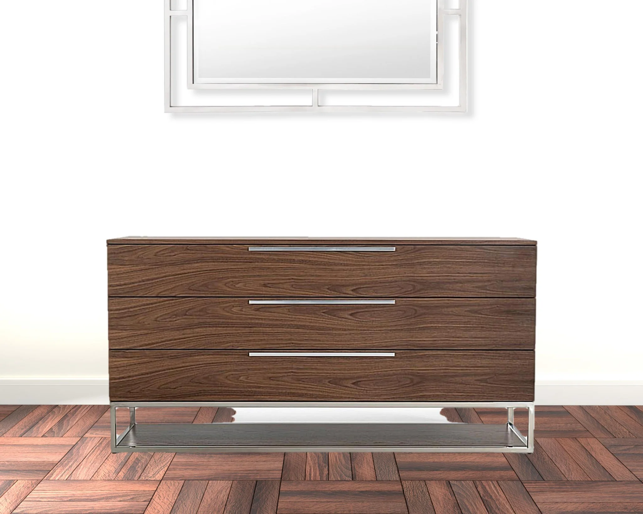 Walnut Manufactured Wood Three Drawer Dresser By Homeroots - Image 8